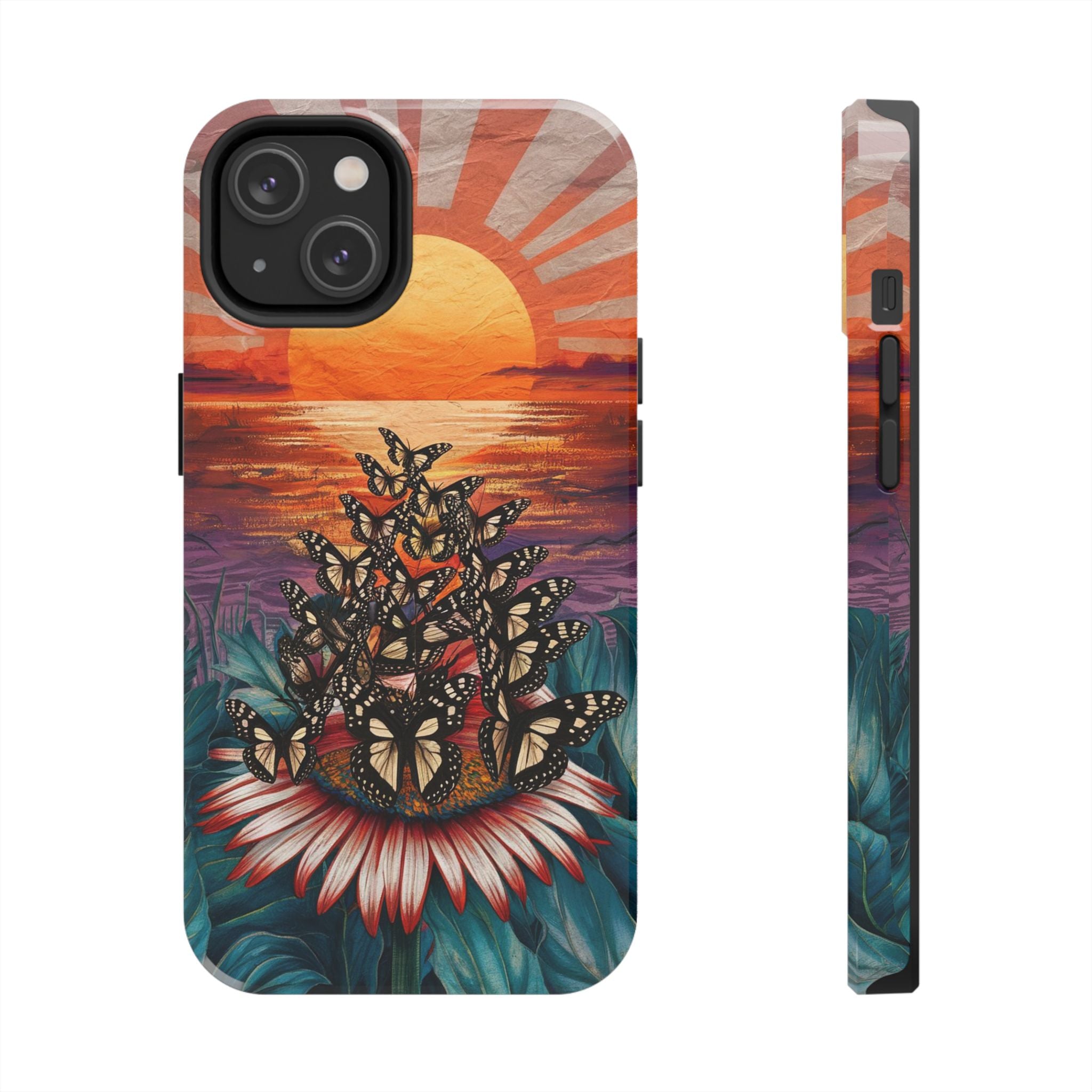 Sunset Butterflies - Tough Case for iPhone 14, 15, 16 - Spruced Roost