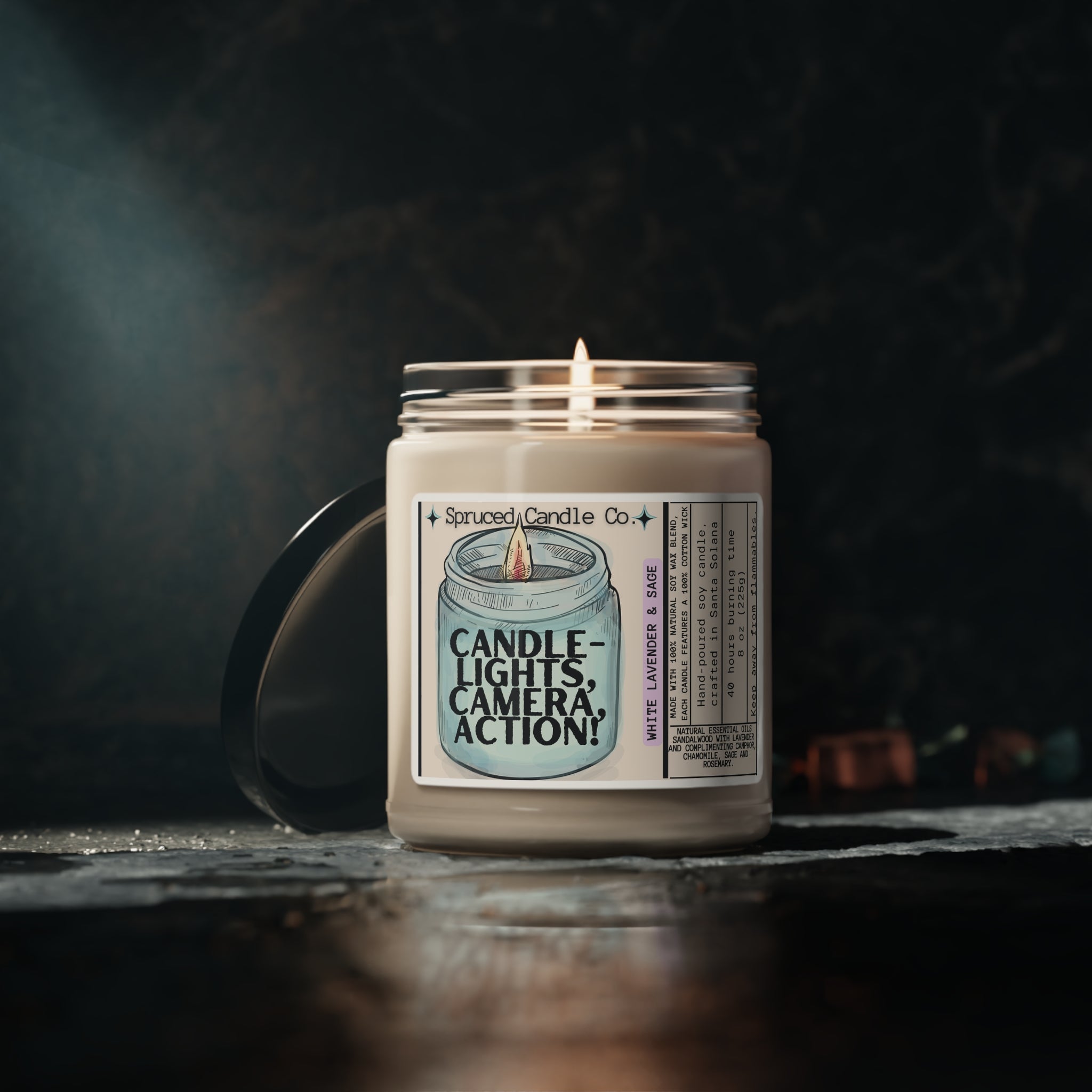 Lights, Camera, Action - Soy Candle, 9oz - Lavender & Sage - Spruced Roost