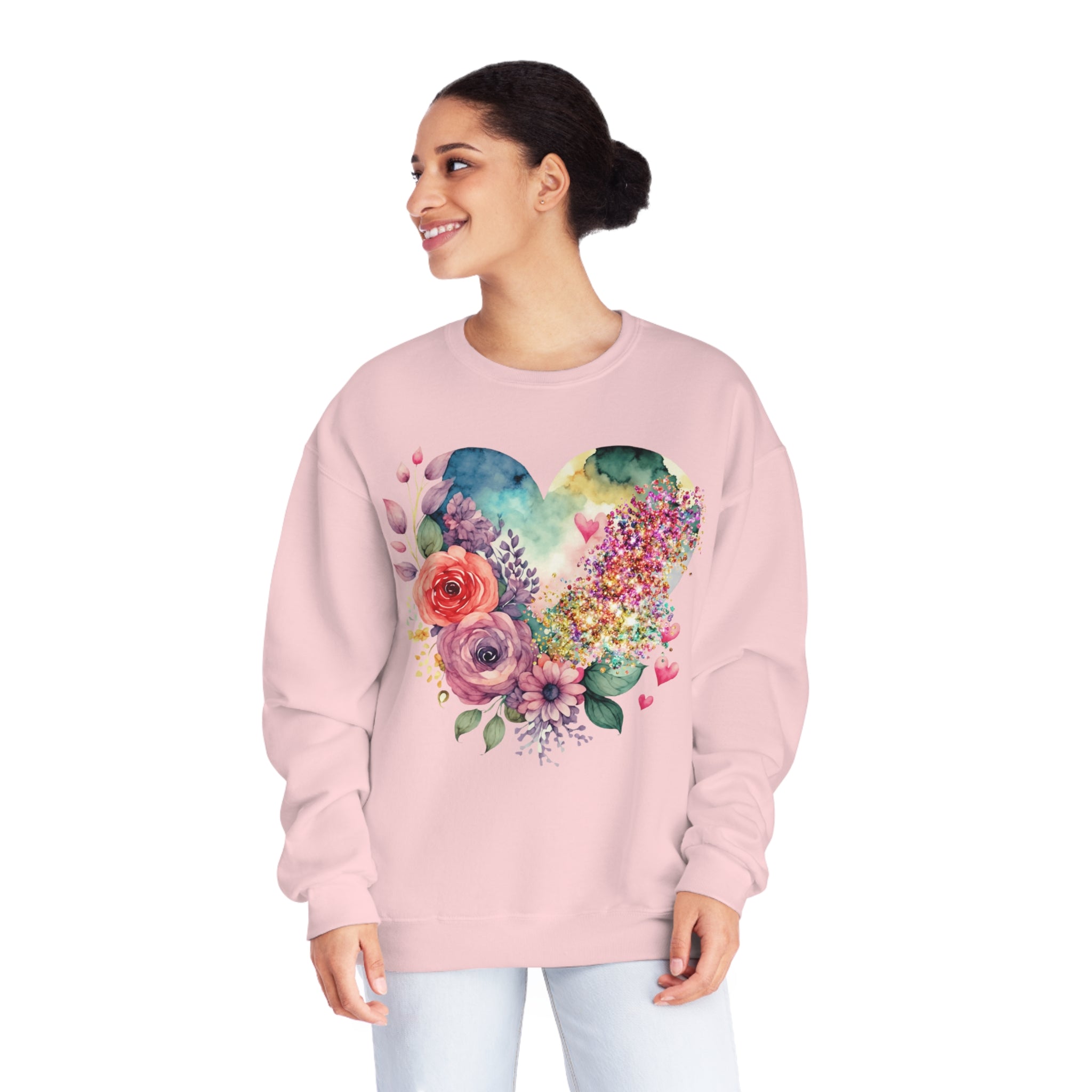 Floral Heart Unisex NuBlend® Crewneck Sweatshirt - Spruced Roost