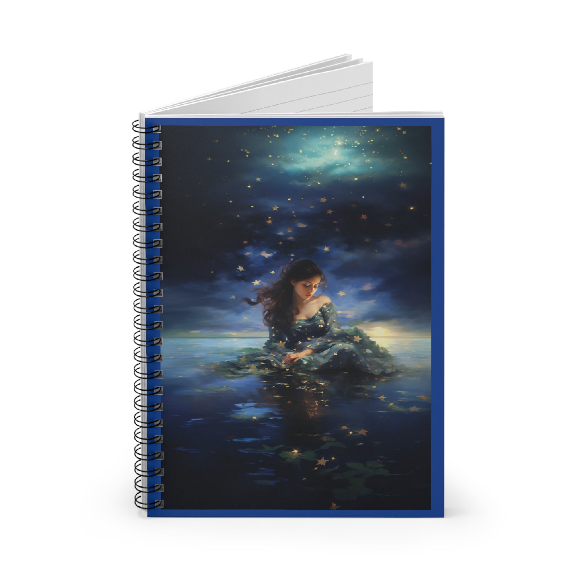 Starry Skies and Water Reflections - Spiral Notebook - Ruled Line - Spruced Roost