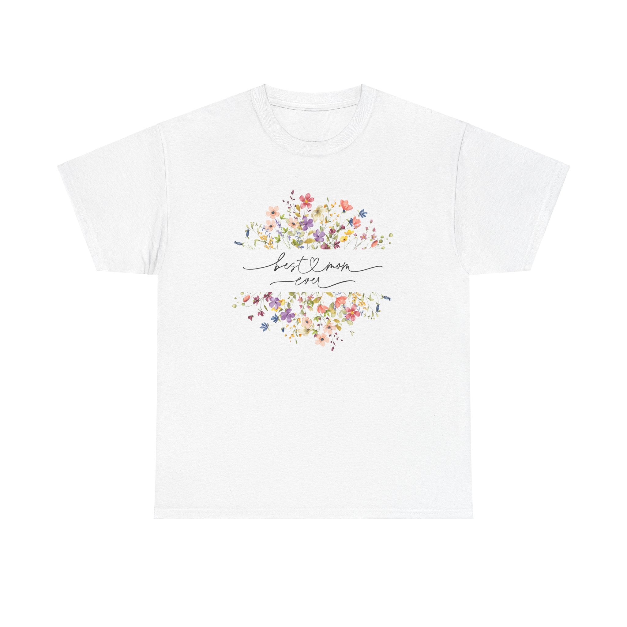 Best Mom Floral Unisex Heavy Cotton Tee - Spruced Roost