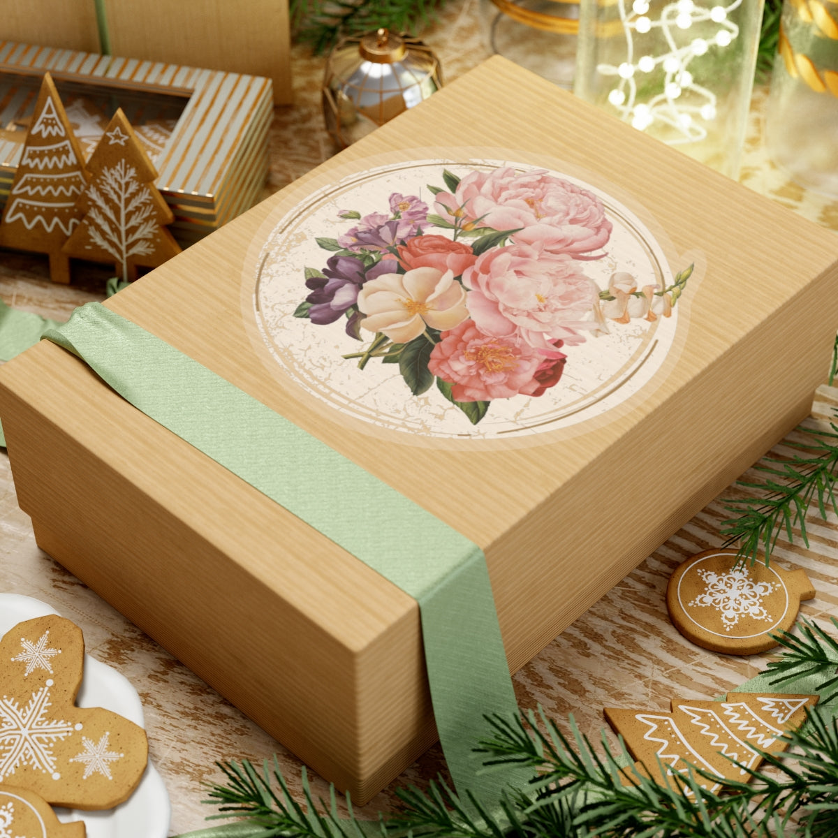 Circle of Peonies Kiss-Cut Stickers