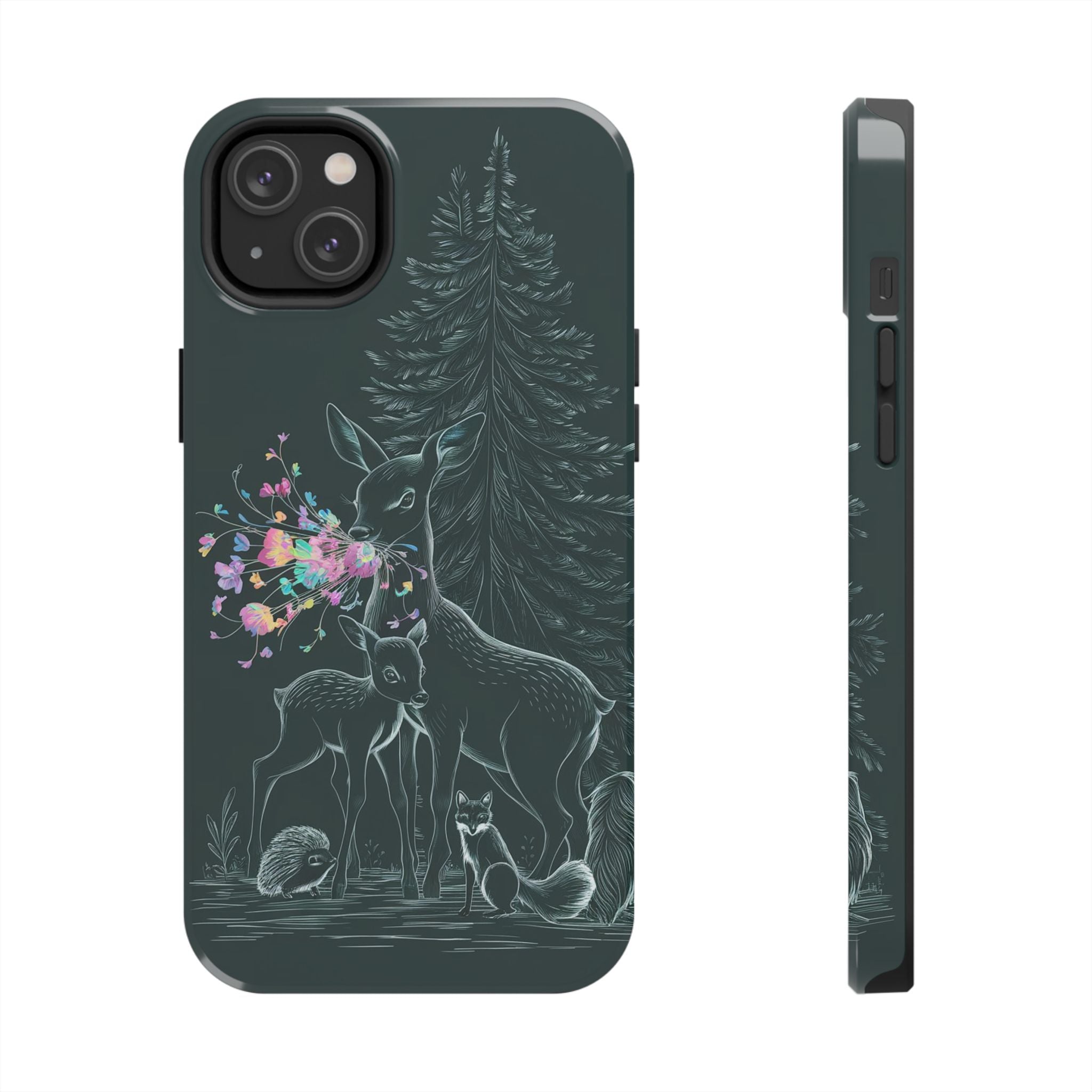 Floral Fawn and Mom - Tough Case for iPhone 14, 15, 16 - Spruced Roost