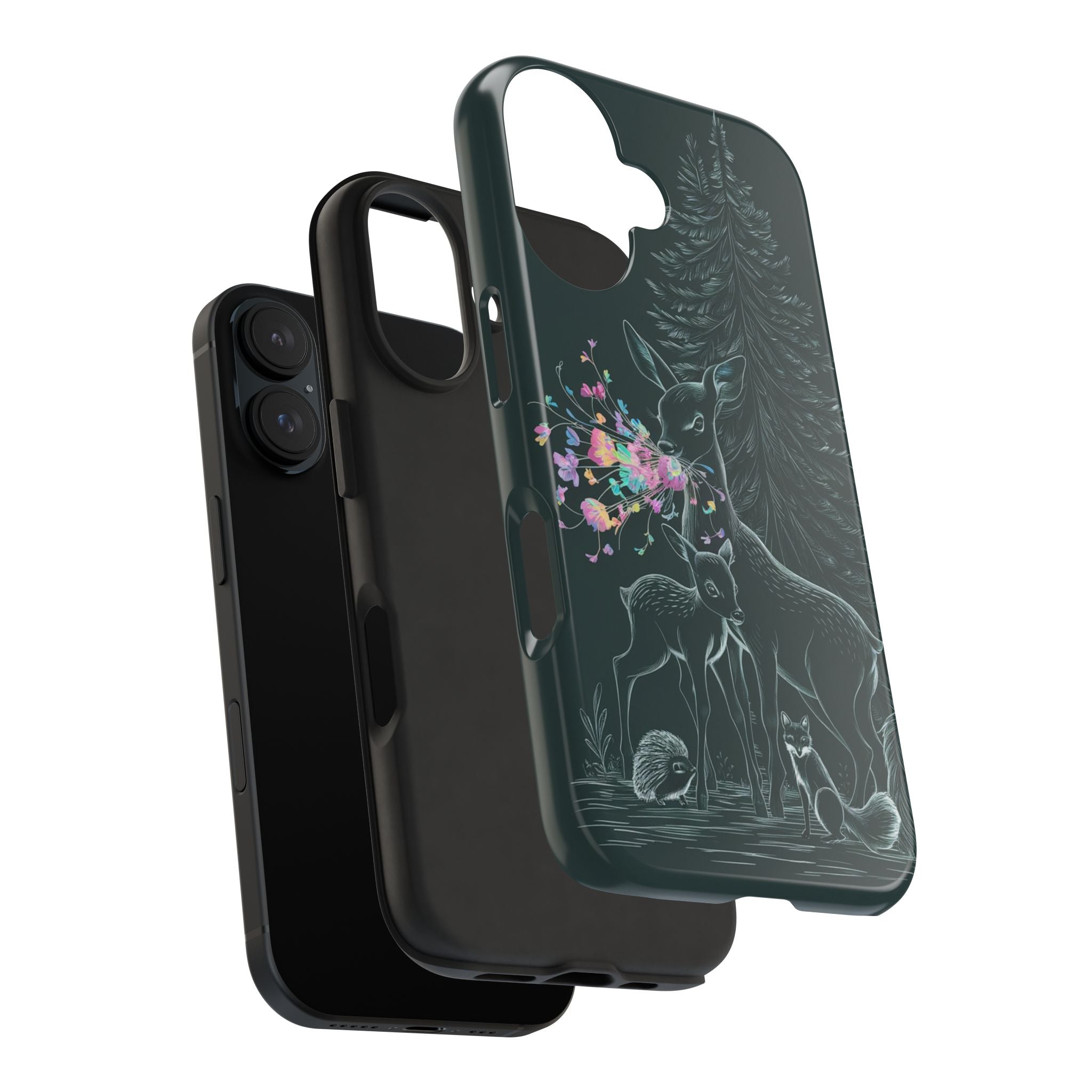 Floral Fawn and Mom - Tough Case for iPhone 14, 15, 16 - Spruced Roost