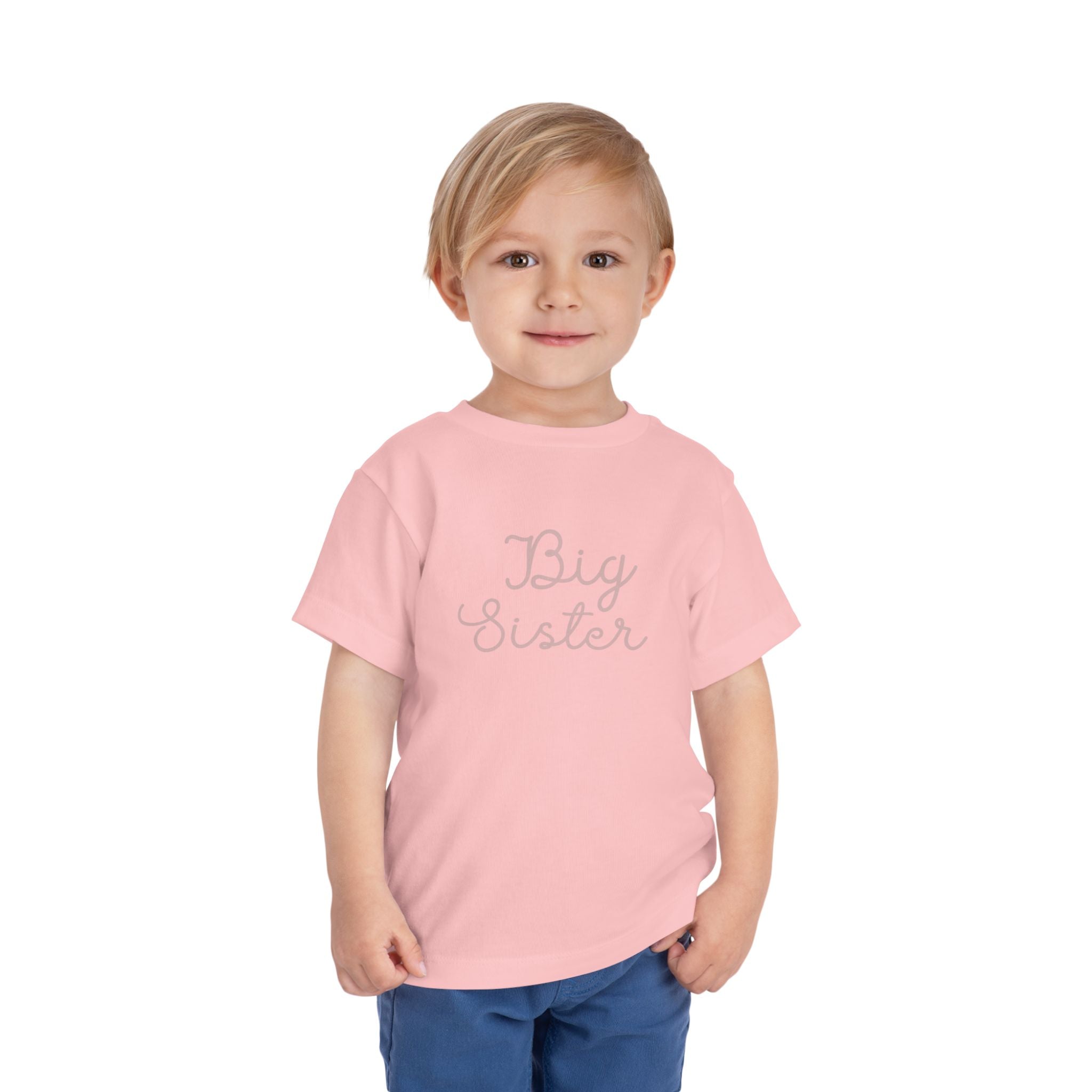 Pink Cursive - Big Sister Kids' T-Shirt -Gift for New Siblinngs - 3/4-7/8