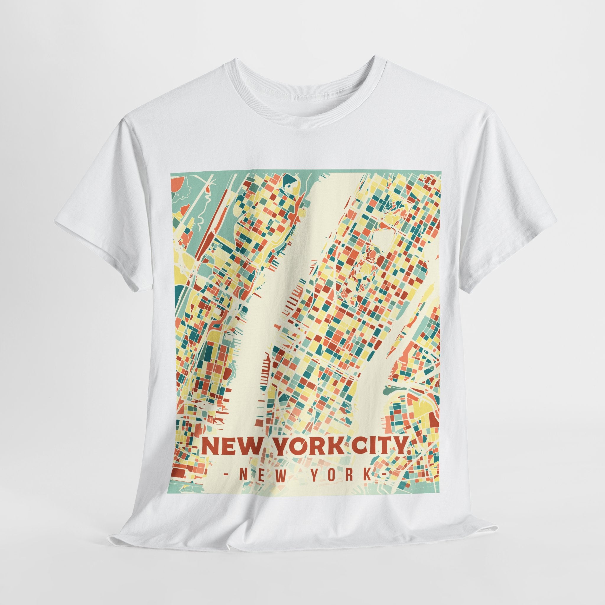 New York City Map Unisex Heavy Cotton Tee - Vintage Style Graphic T-Shirt