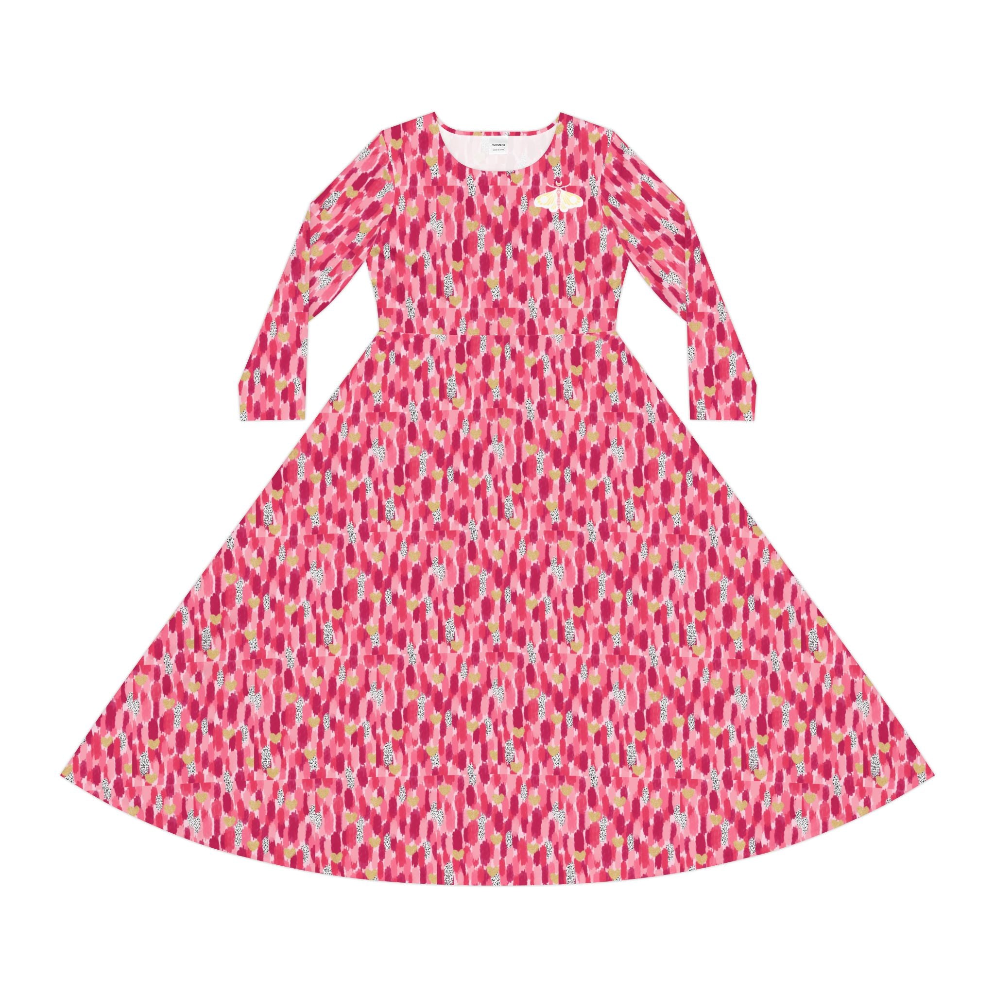 Pink Moth Confetti - Chic Long Sleeve Dance Dress for Women