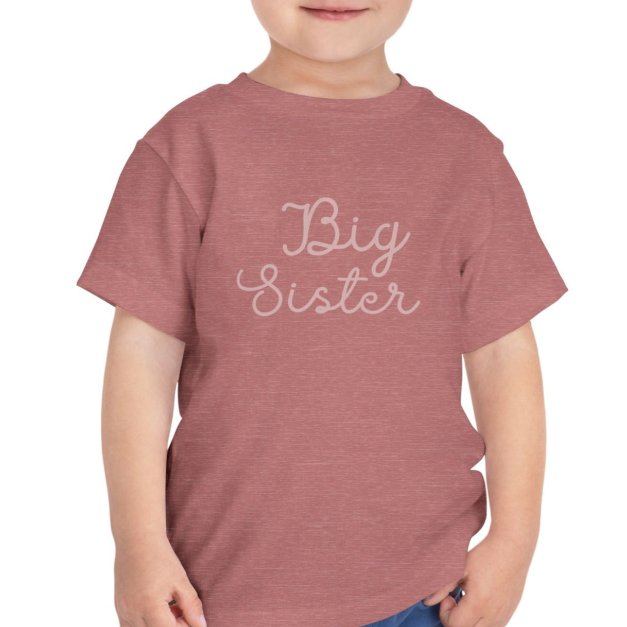 Pink Cursive - Big Sister Kids' T-Shirt -Gift for New Siblinngs - 3/4-7/8