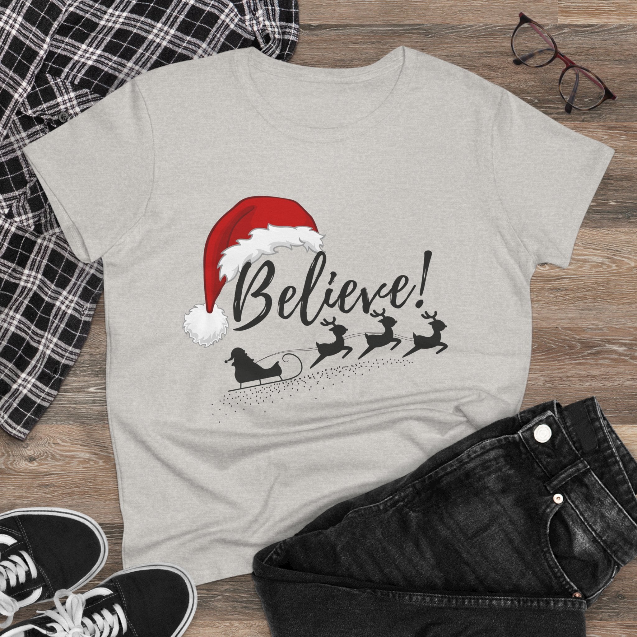 Believe! Christmas Women's Midweight Cotton TShirt