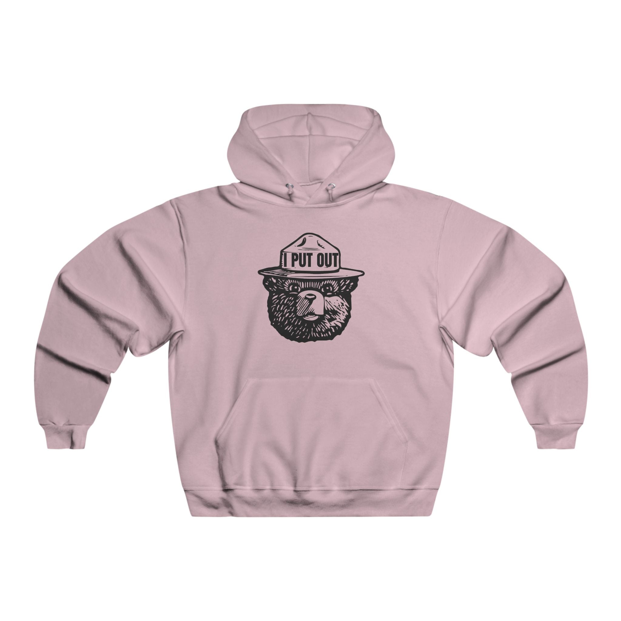 Bear With Firefighter Hat Hoodie — "I Put Out" Graphic Sweatshirt