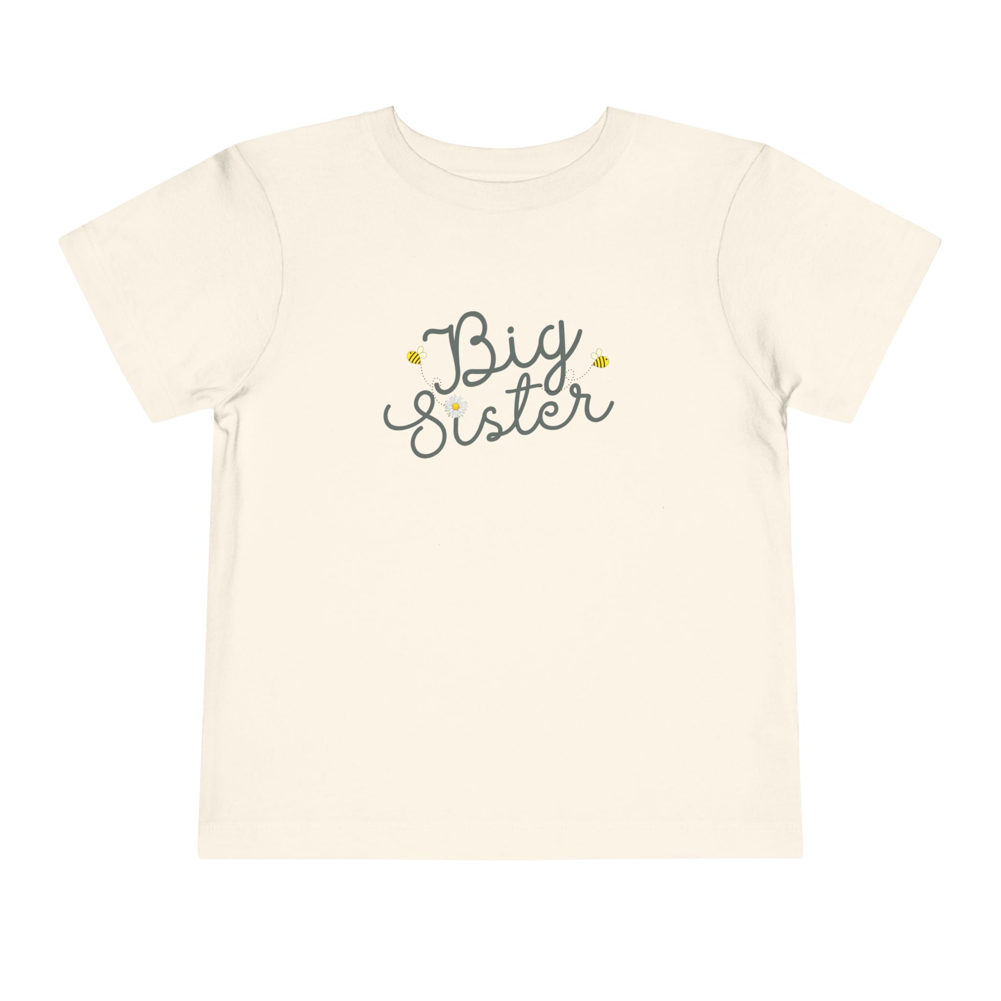 Big Sister Bees & Daisy Green Cursive - Big Sister Kids' T-Shirt - 3/4-7/8