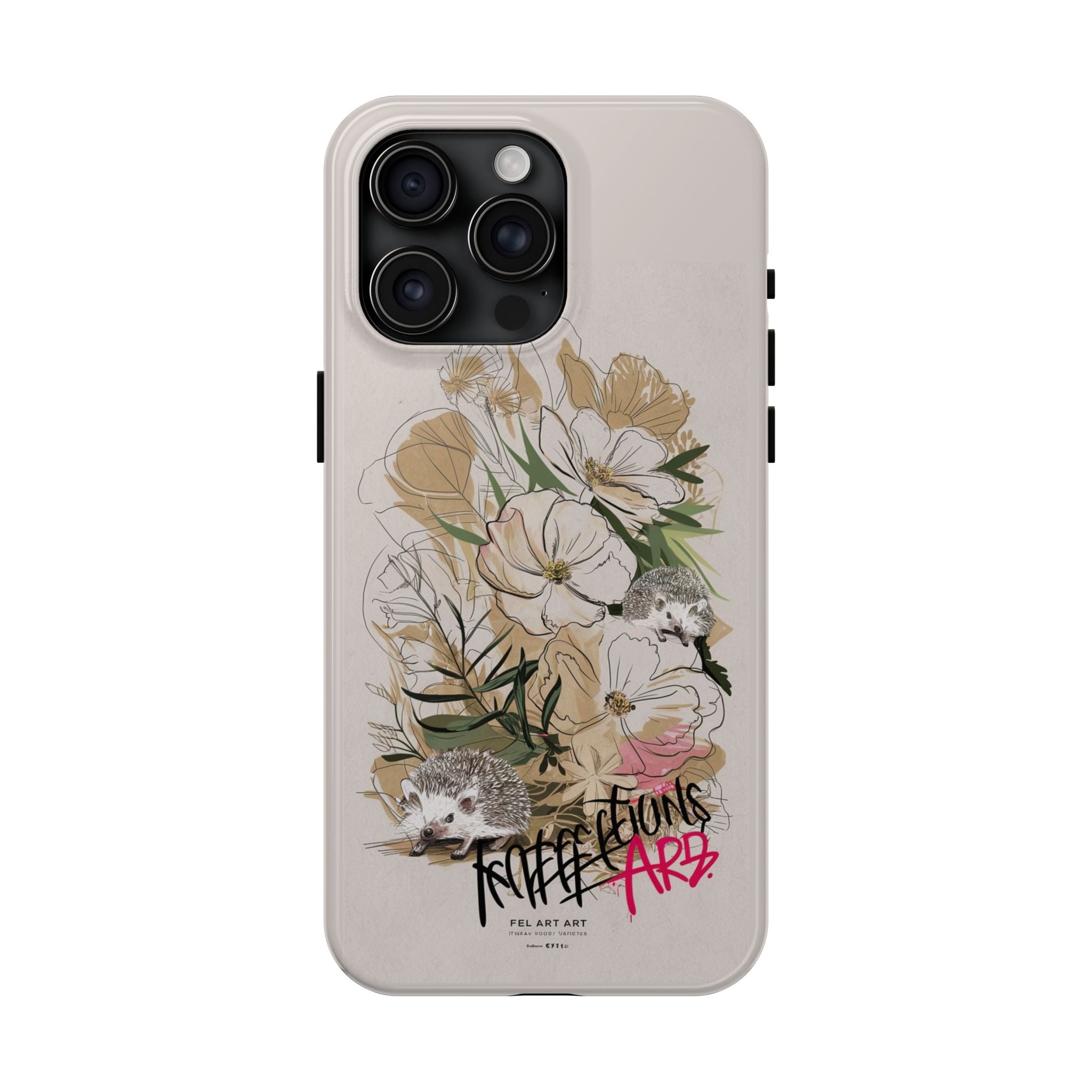 Hedgehog Garden Grafitti - Tough Case for iPhone 14, 15, 16 - Spruced Roost
