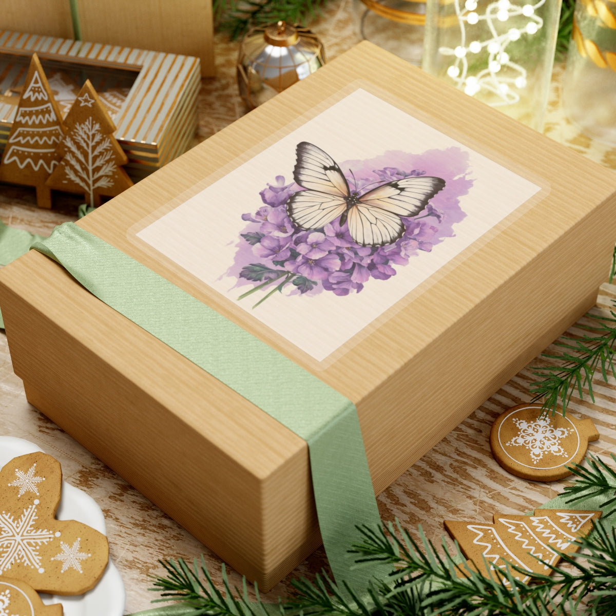 Lavender Butterfly Kiss-Cut Stickers