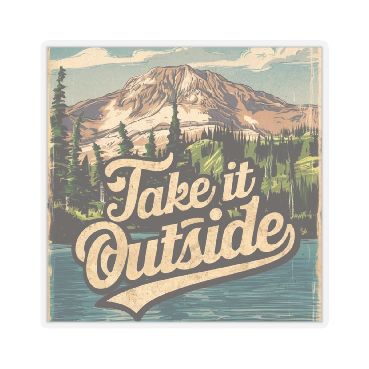 Take it Outside Mountain Lake - Kiss-Cut Stickers
