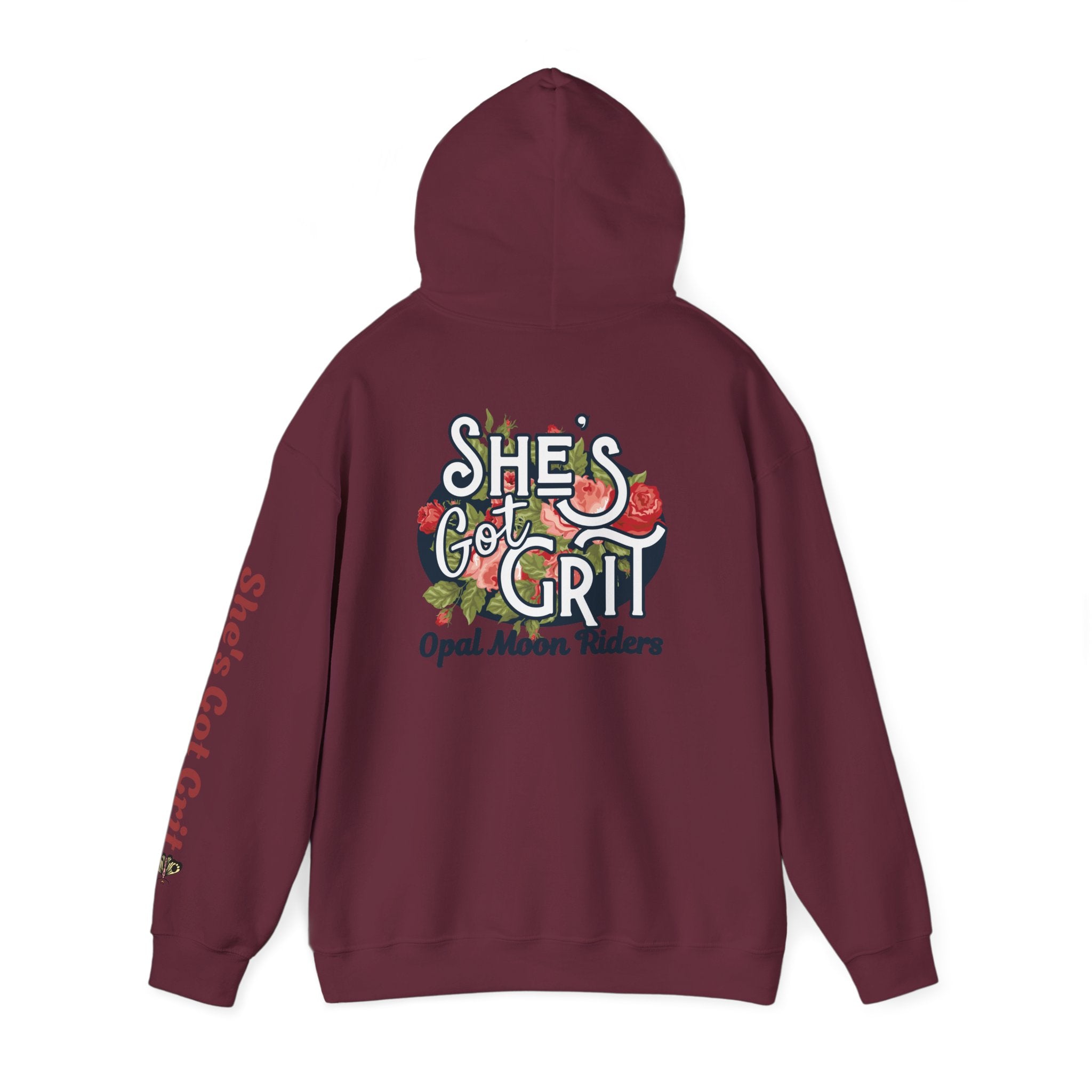 "She's Got Grit" Hoodie — Opal Moon Riders Floral Logo Pullover
