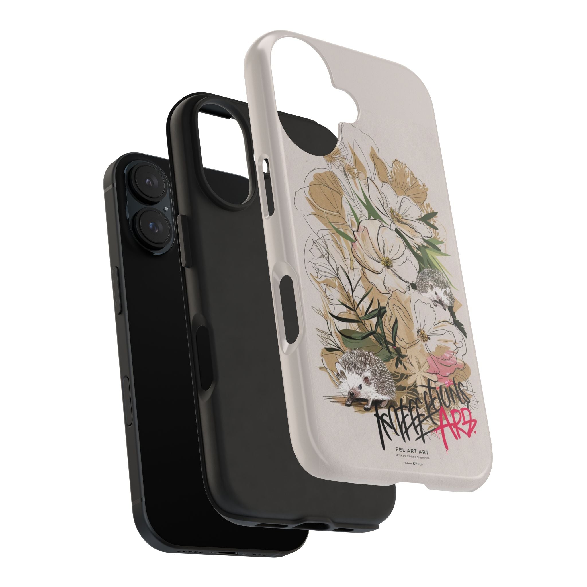 Hedgehog Garden Grafitti - Tough Case for iPhone 14, 15, 16 - Spruced Roost