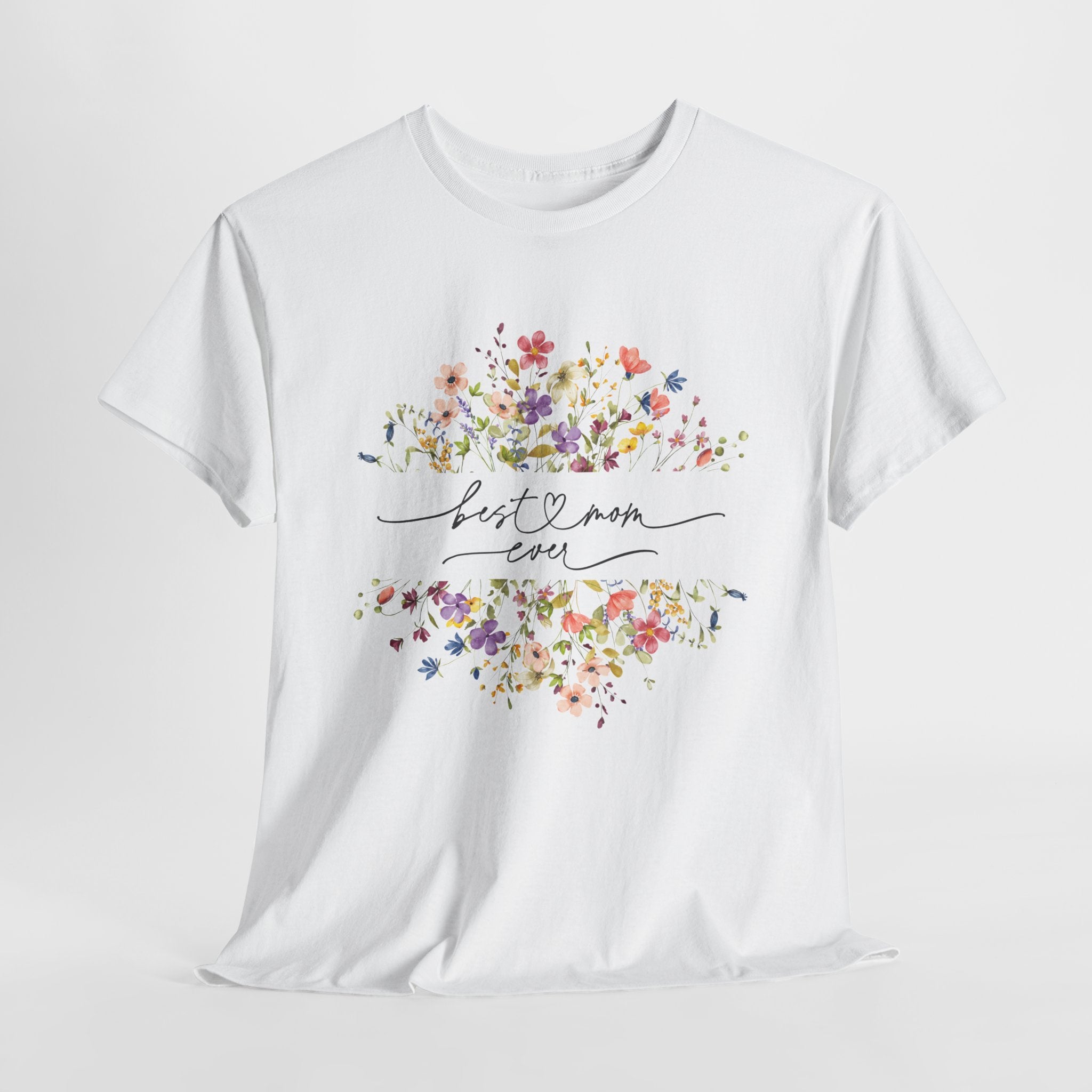 Best Mom Floral Unisex Heavy Cotton Tee - Spruced Roost