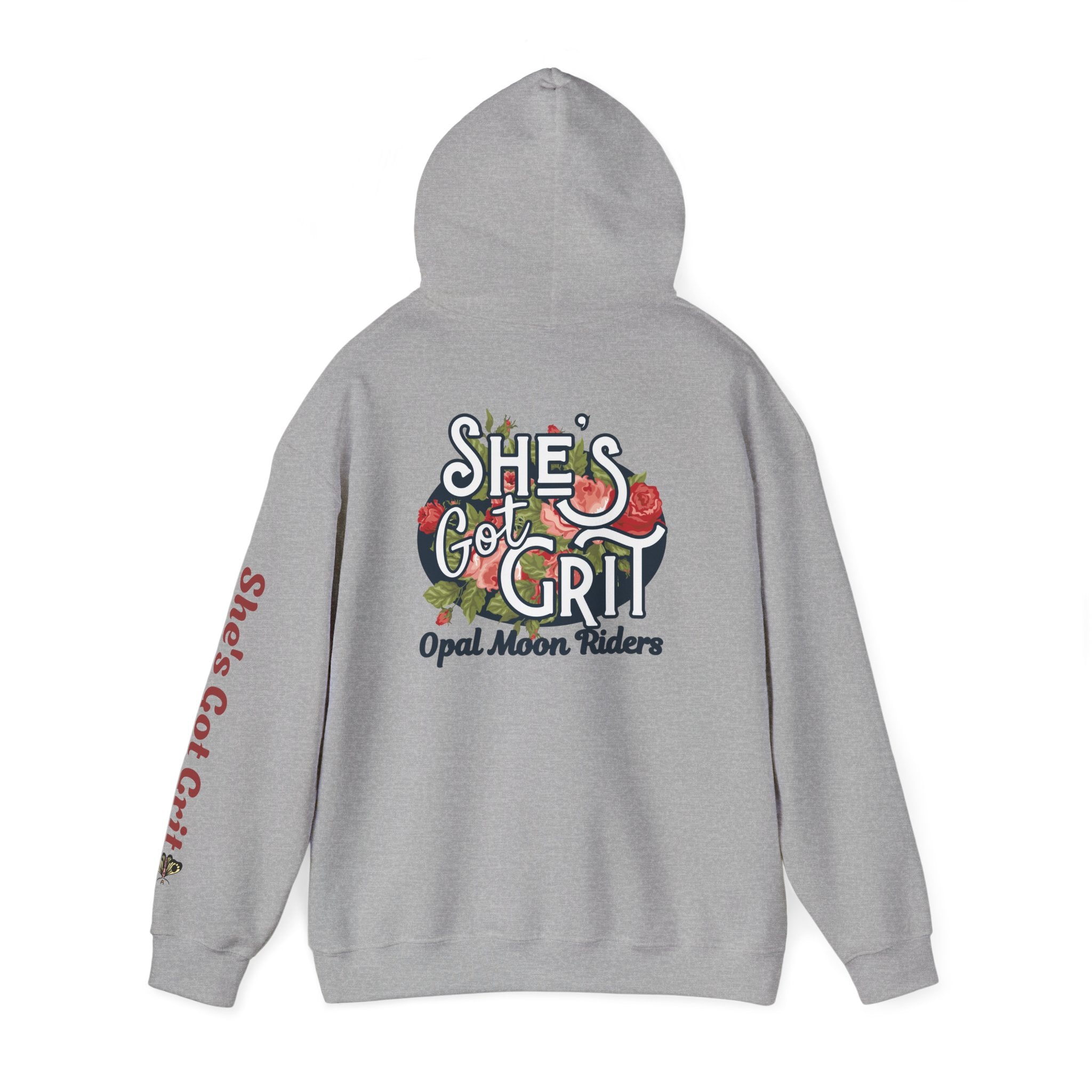 "She's Got Grit" Hoodie — Opal Moon Riders Floral Logo Pullover