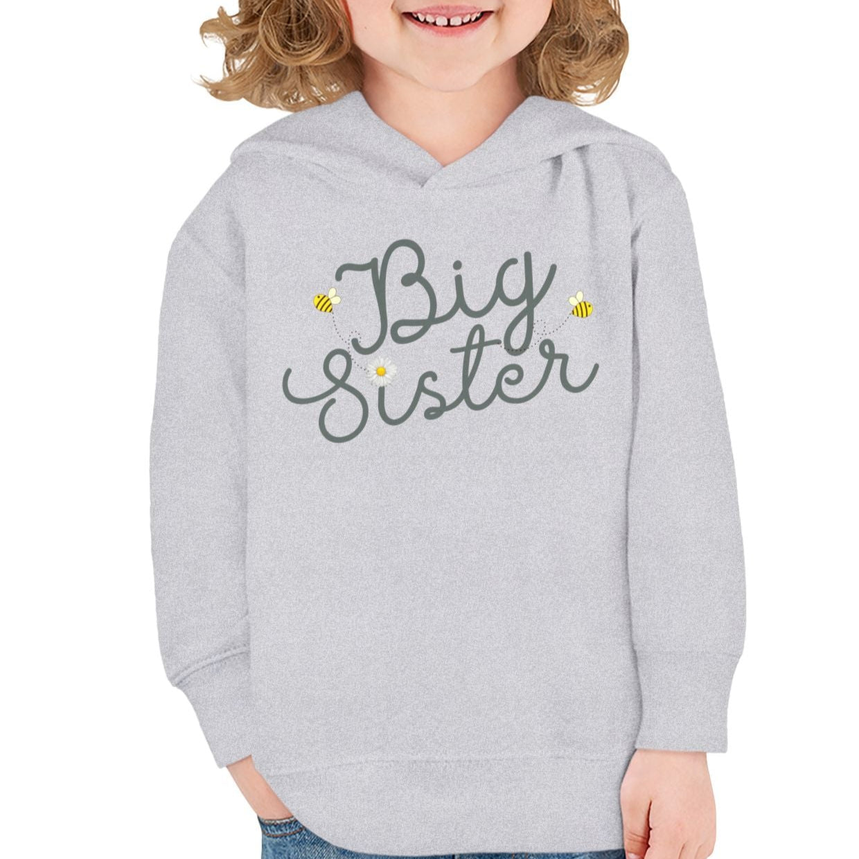 Bees Big Sister - Toddler Pullover Fleece Hoodie - Gift for Sisters