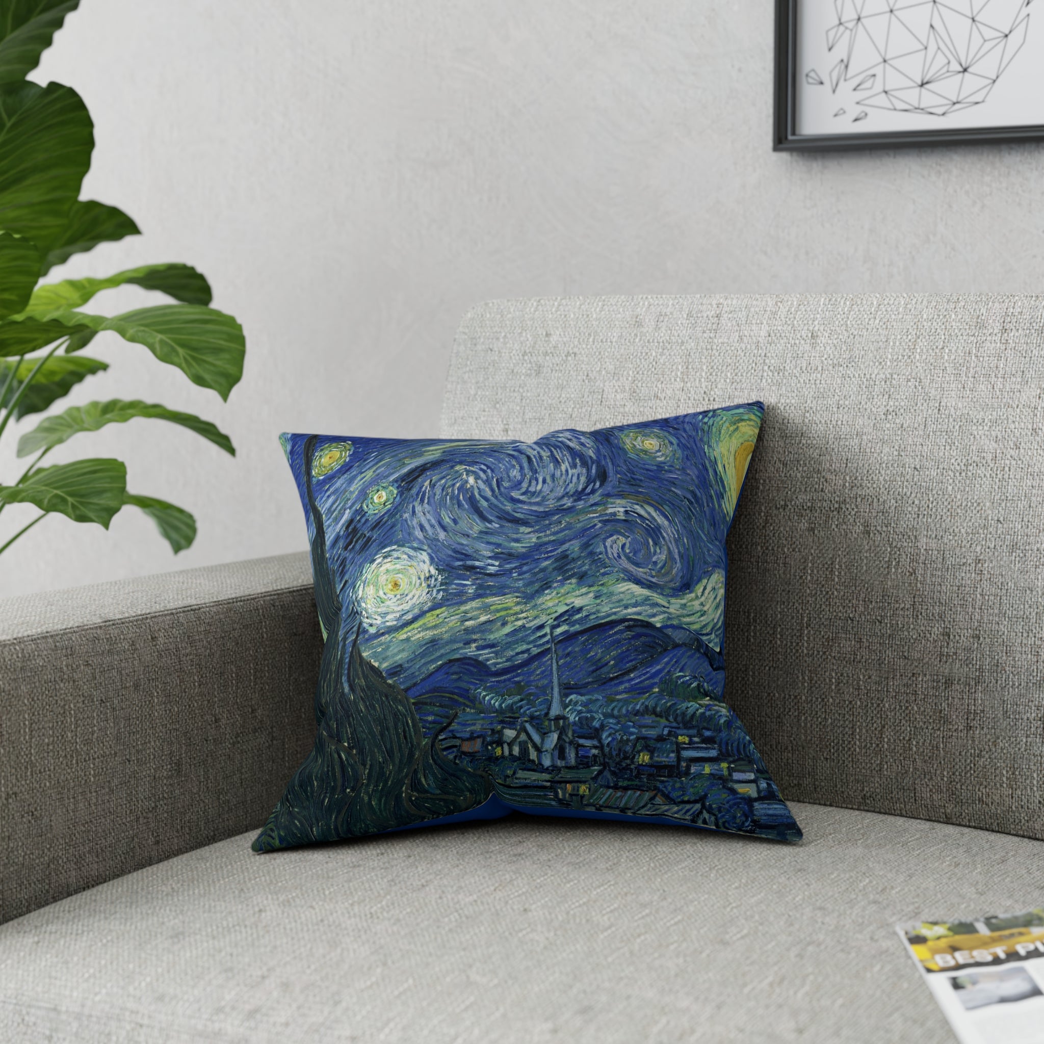 The Starry Night Van Gogh Broadcloth Pillow 16"x16" - Spruced Roost