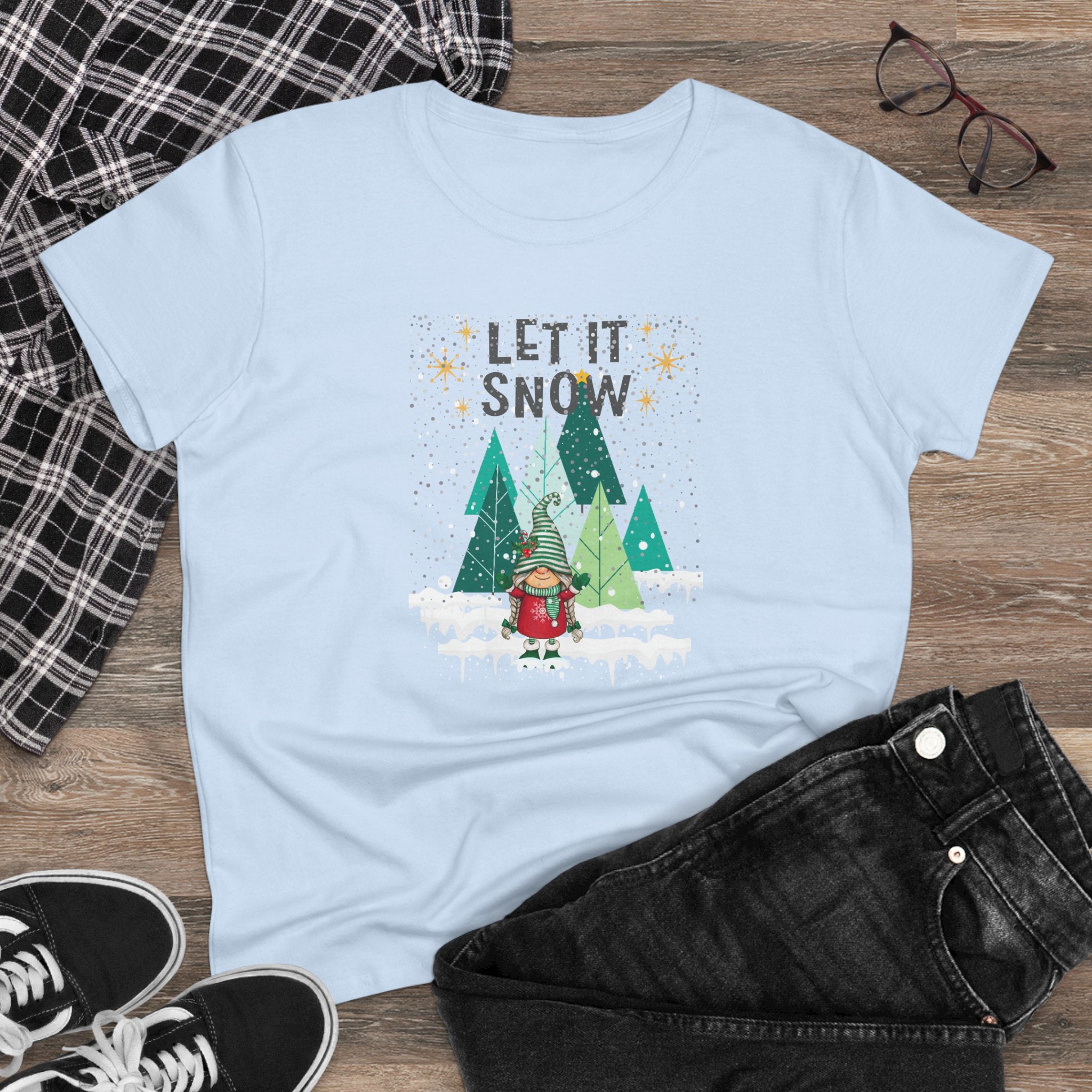 Let it Snow Gnome - Slim Women's Midweight Cotton - Tee S-3XL