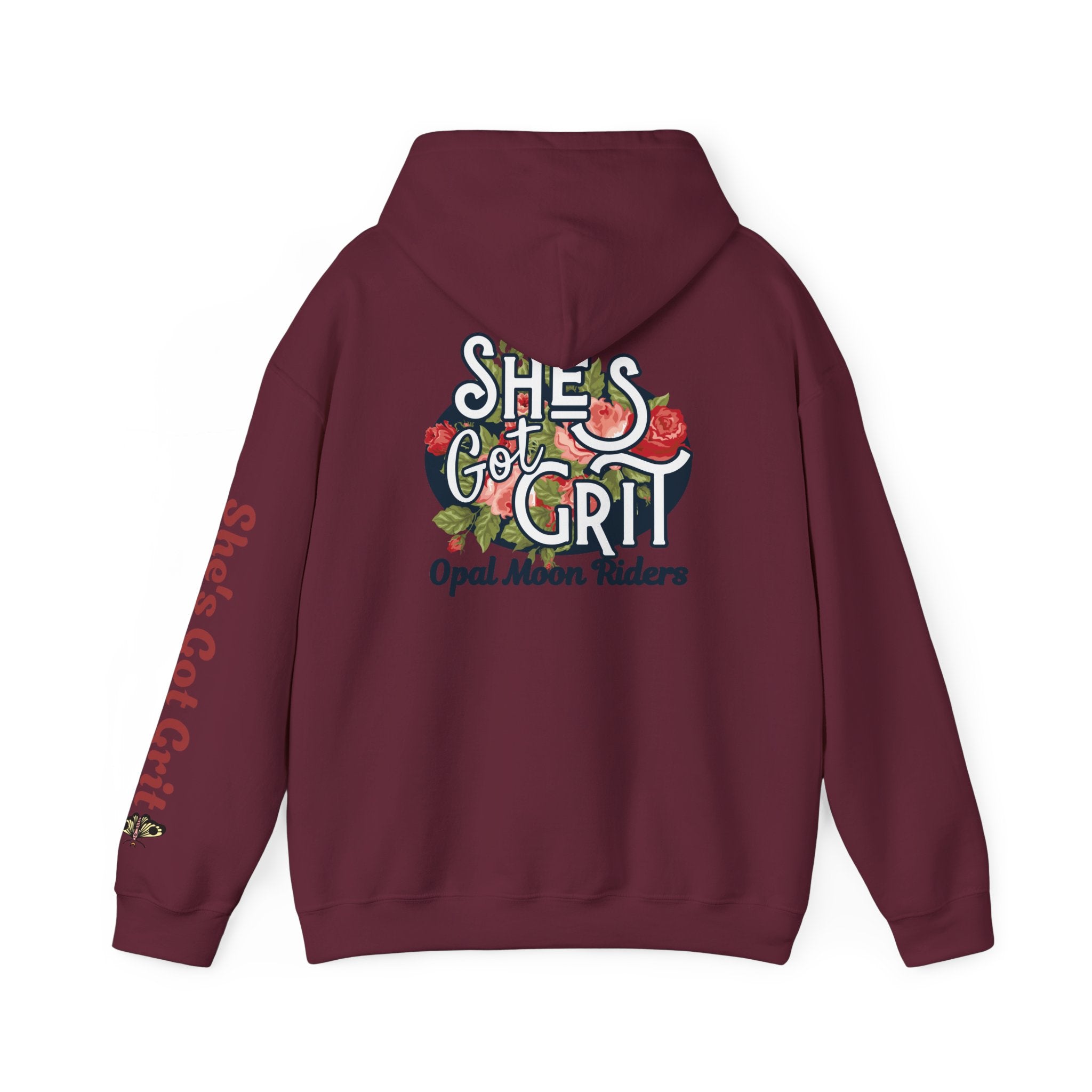 "She's Got Grit" Hoodie — Opal Moon Riders Floral Logo Pullover