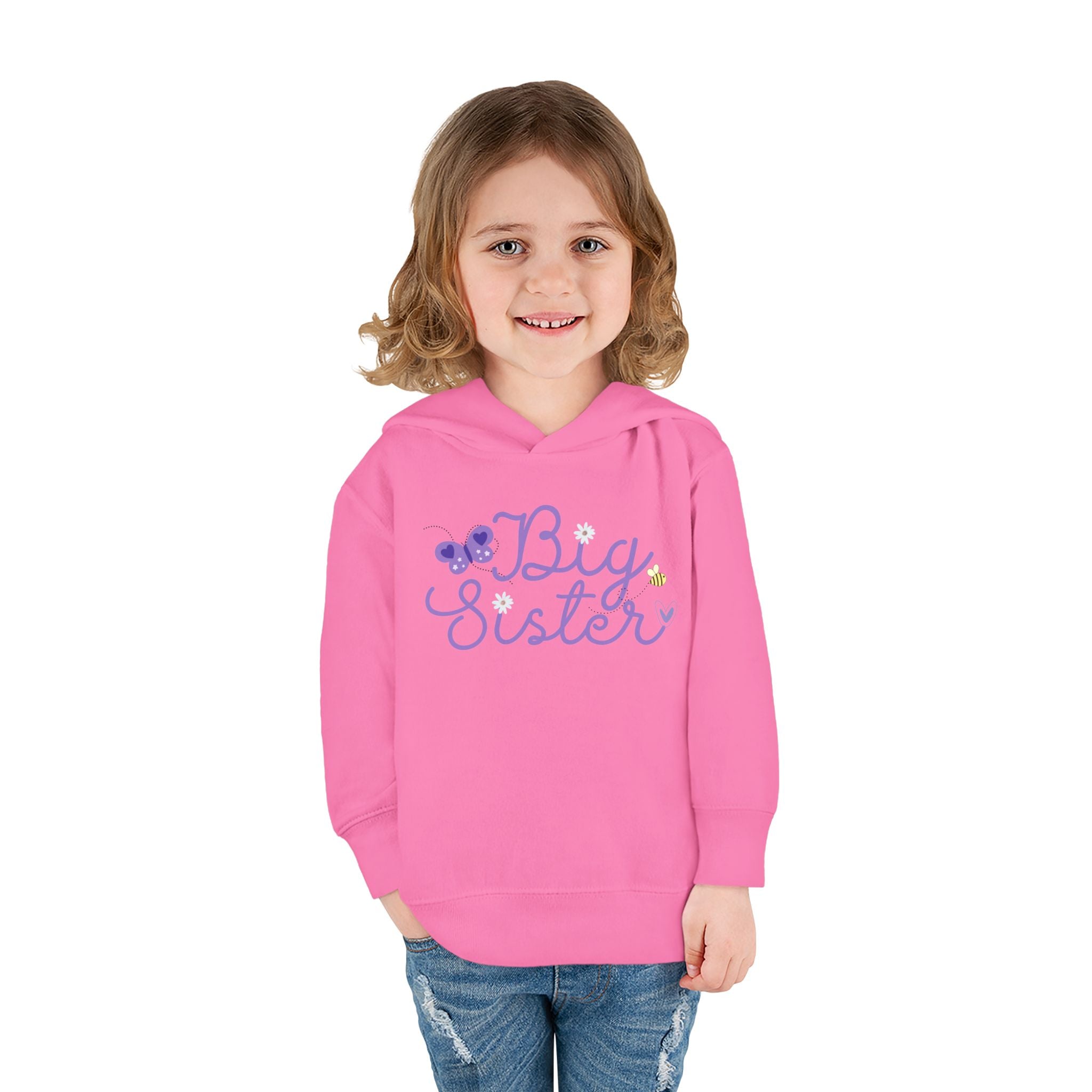 Butterfly Big Sister - Toddler Pullover Fleece Hoodie - 2T, 4T, 6T