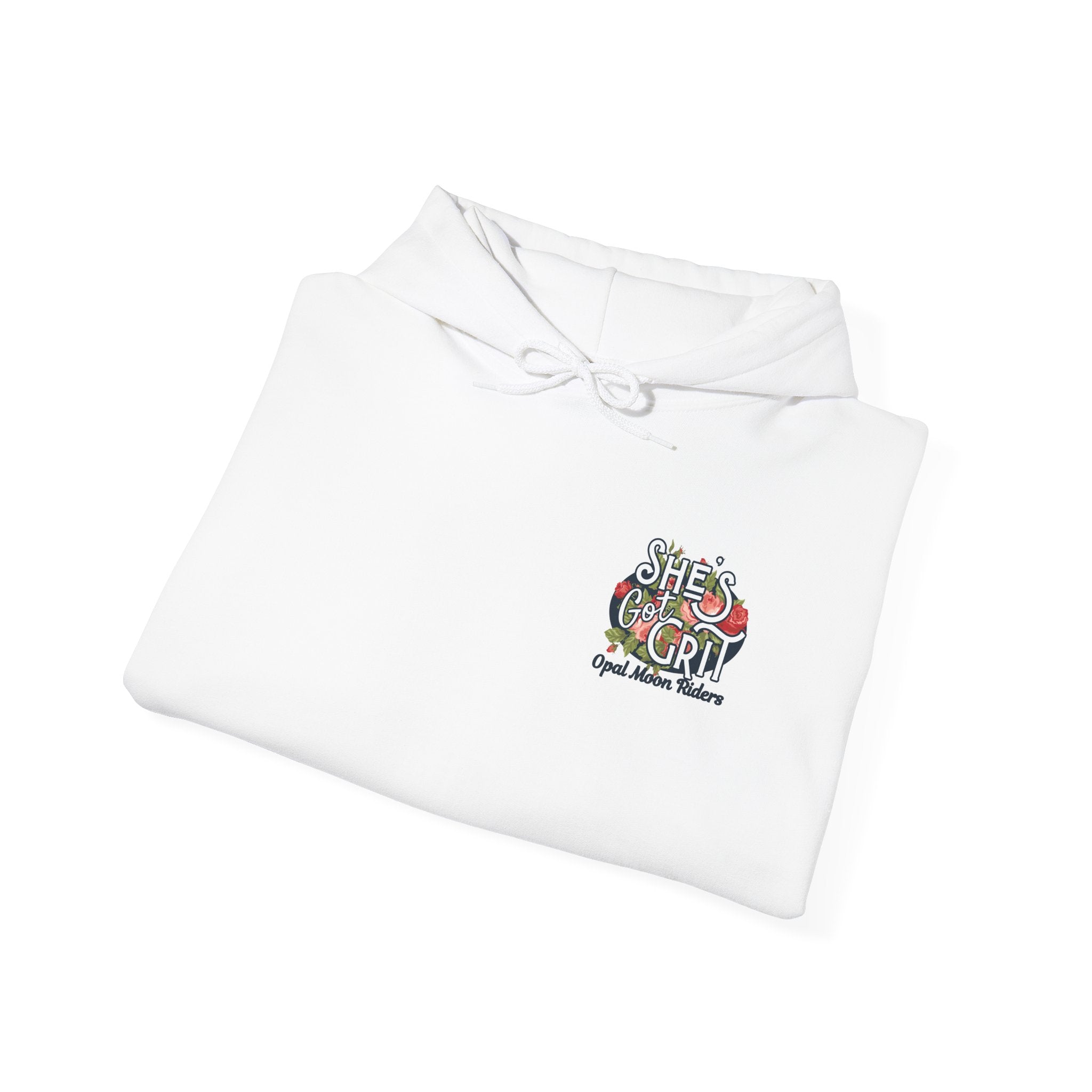 "She's Got Grit" Hoodie — Opal Moon Riders Floral Logo Pullover