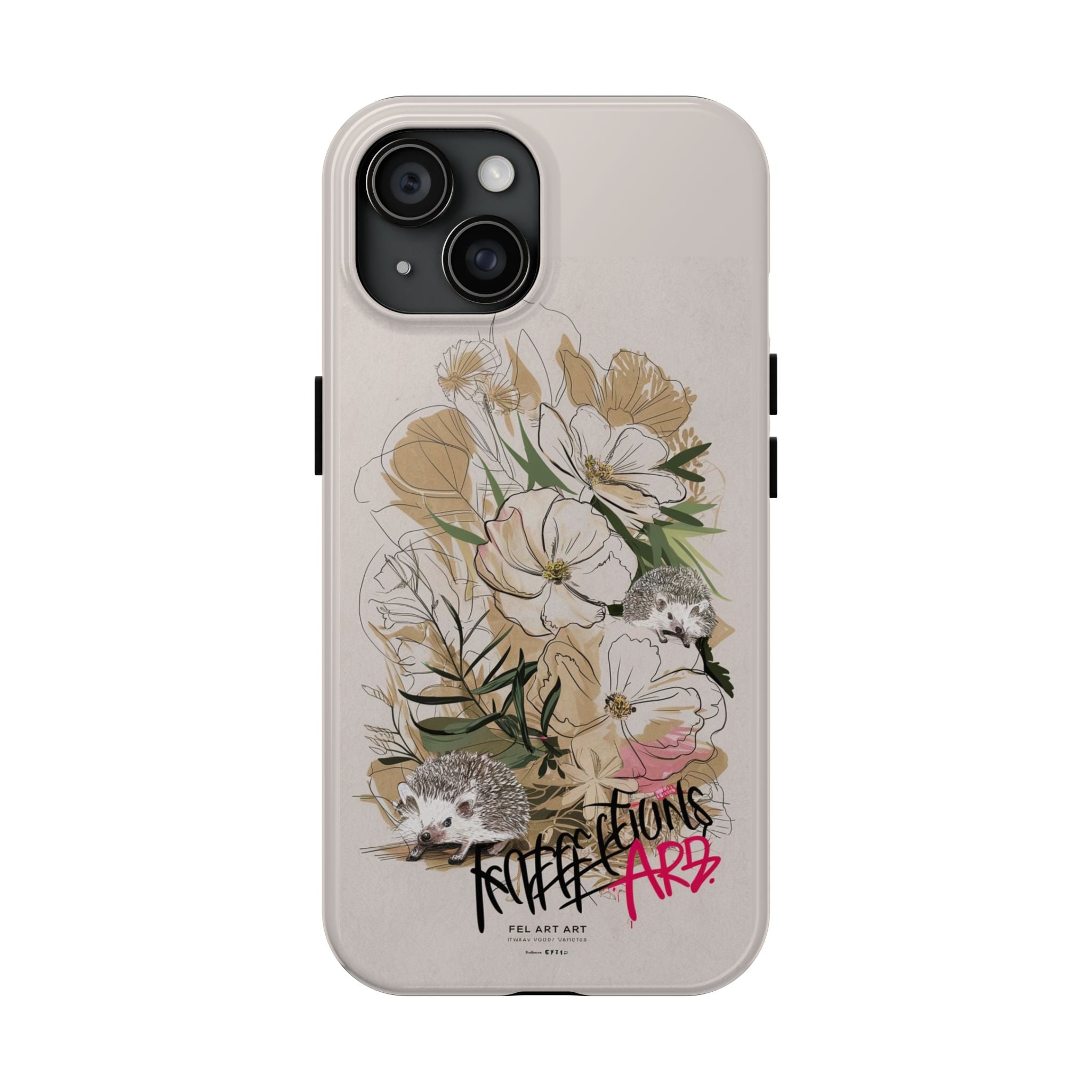 Hedgehog Garden Grafitti - Tough Case for iPhone 14, 15, 16 - Spruced Roost