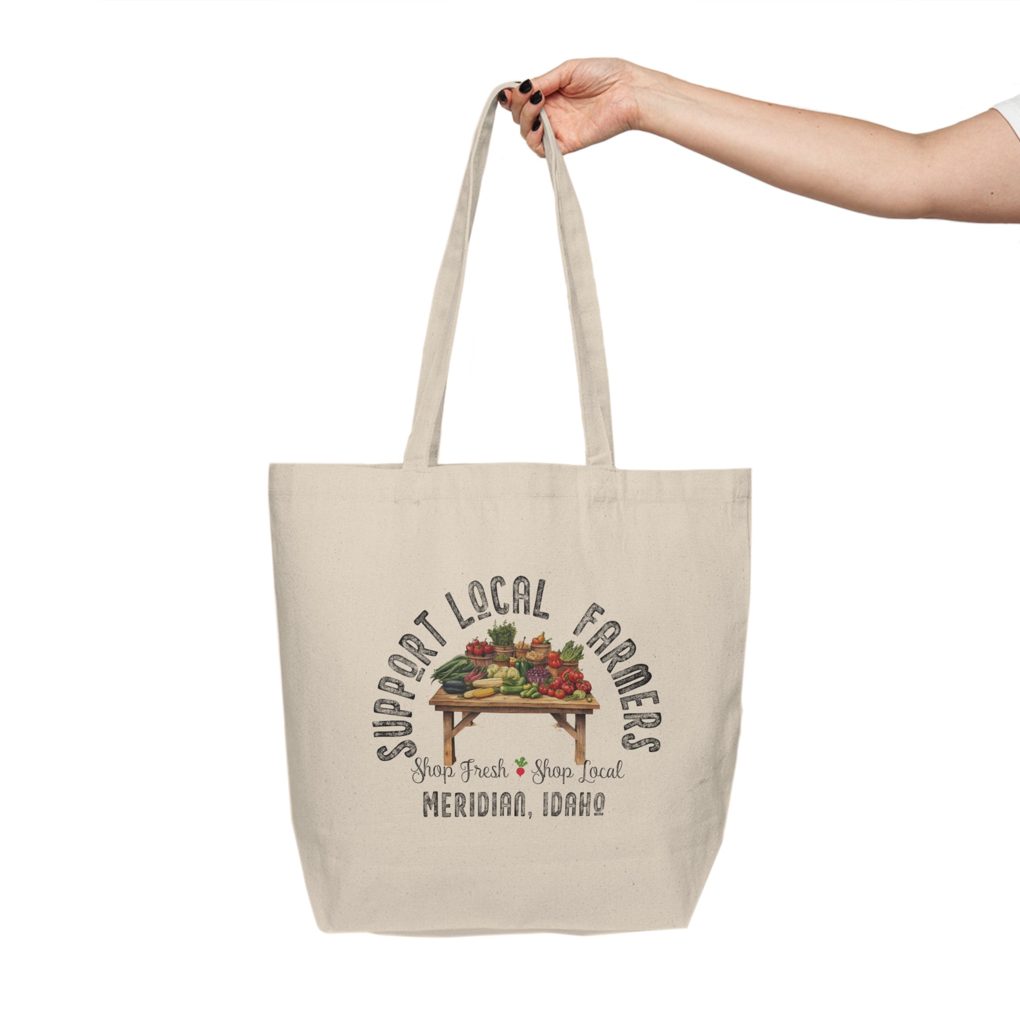 Support Local Farmers - Your City (Customizable) - Canvas Shopping Tote - Spruced Roost