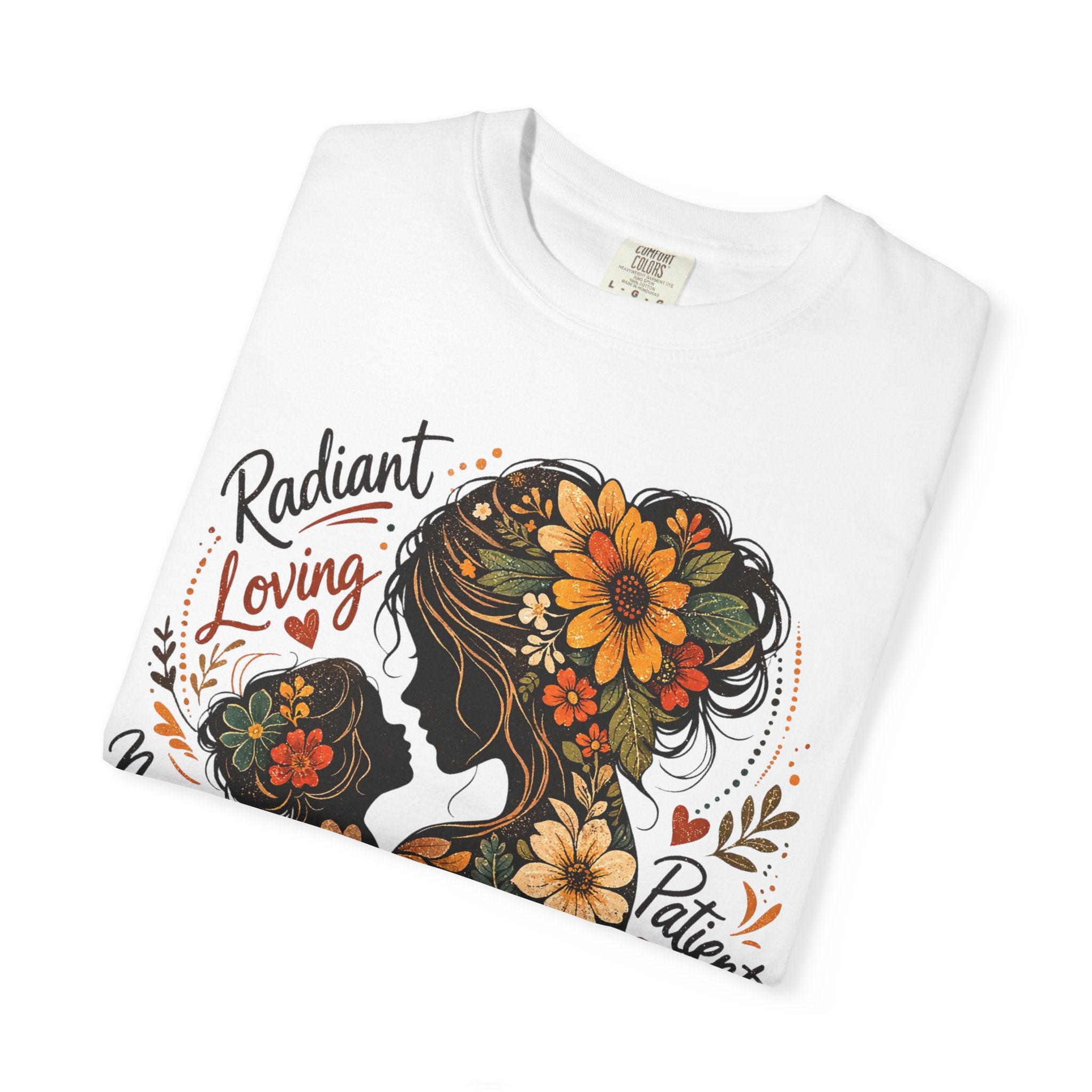 Mother Floral Silhouette T-Shirt — Radiant, Loving, Mom Mother's Day Gift