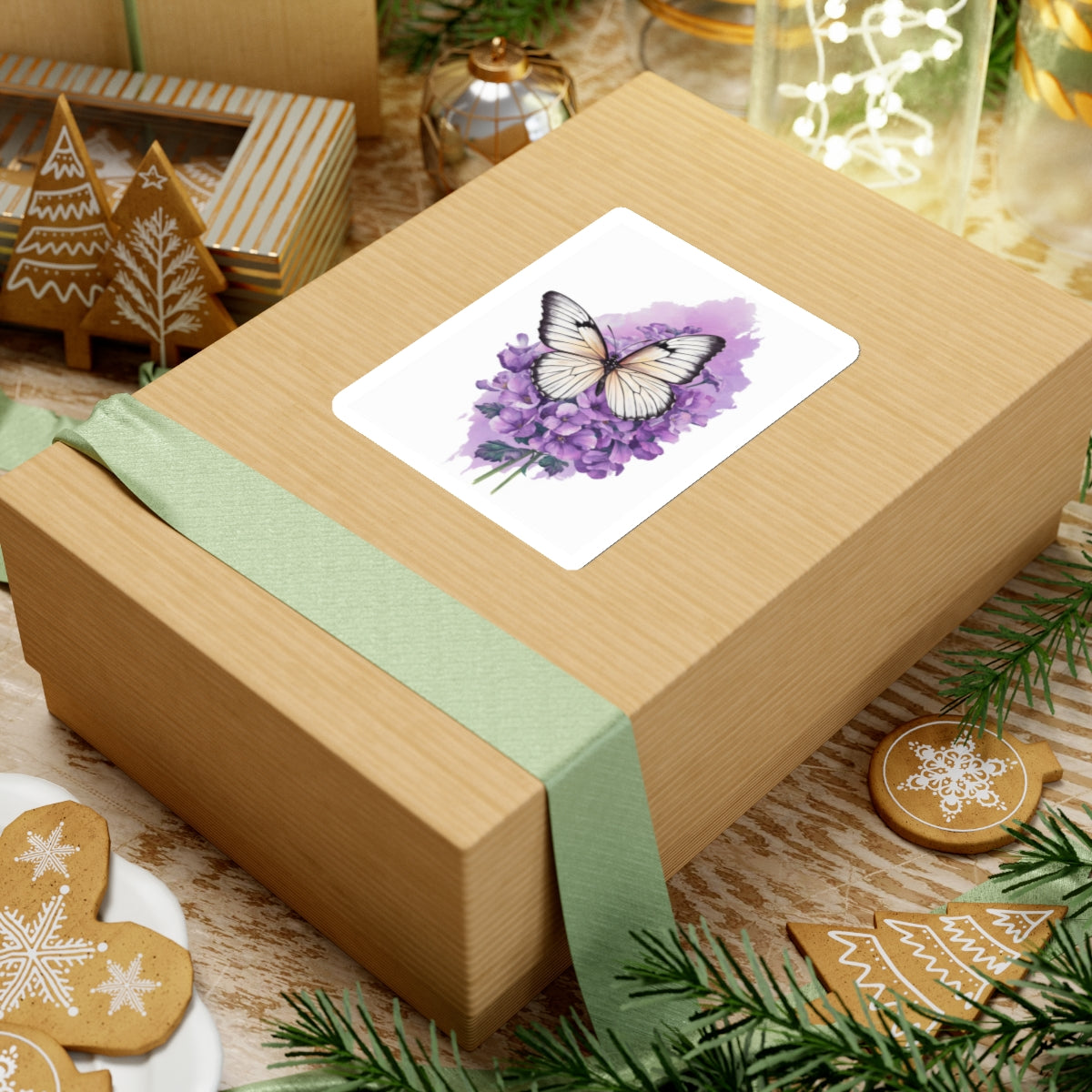 Lavender Butterfly Kiss-Cut Stickers