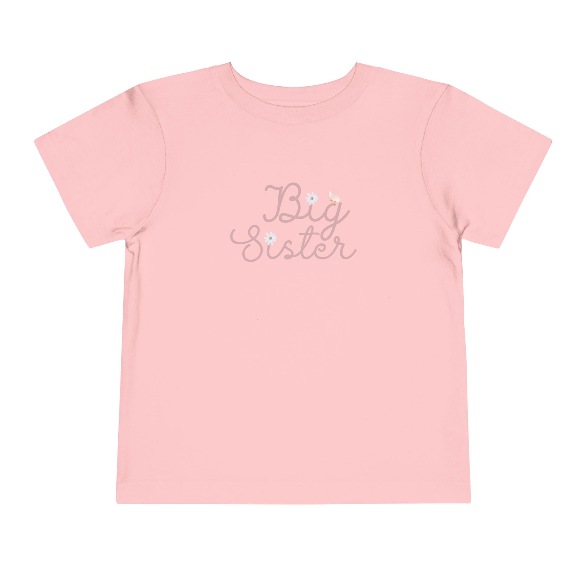 Pink Cursive Daisy Big Sister Toddler Tee