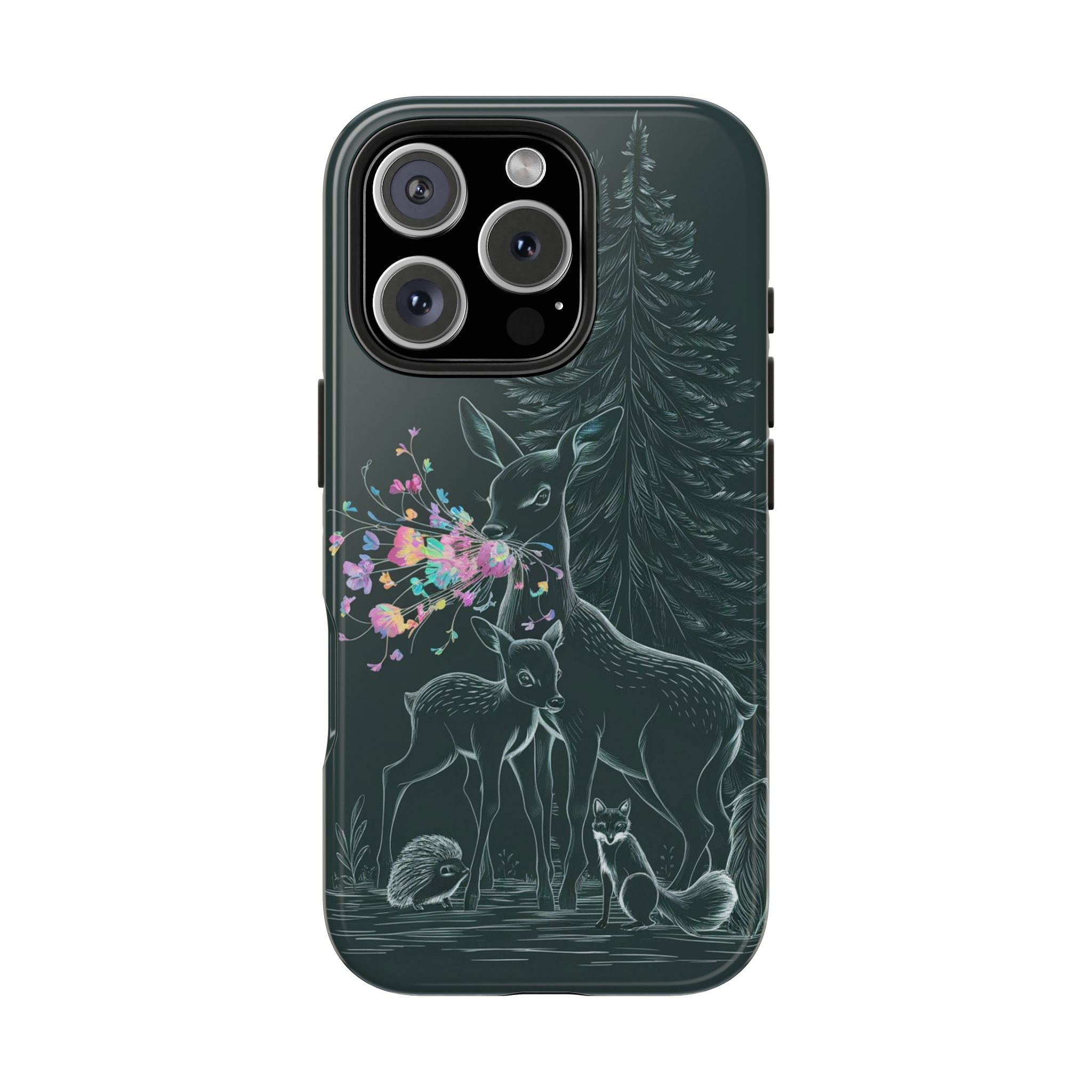 Floral Fawn and Mom - Tough Case for iPhone 14, 15, 16 - Spruced Roost