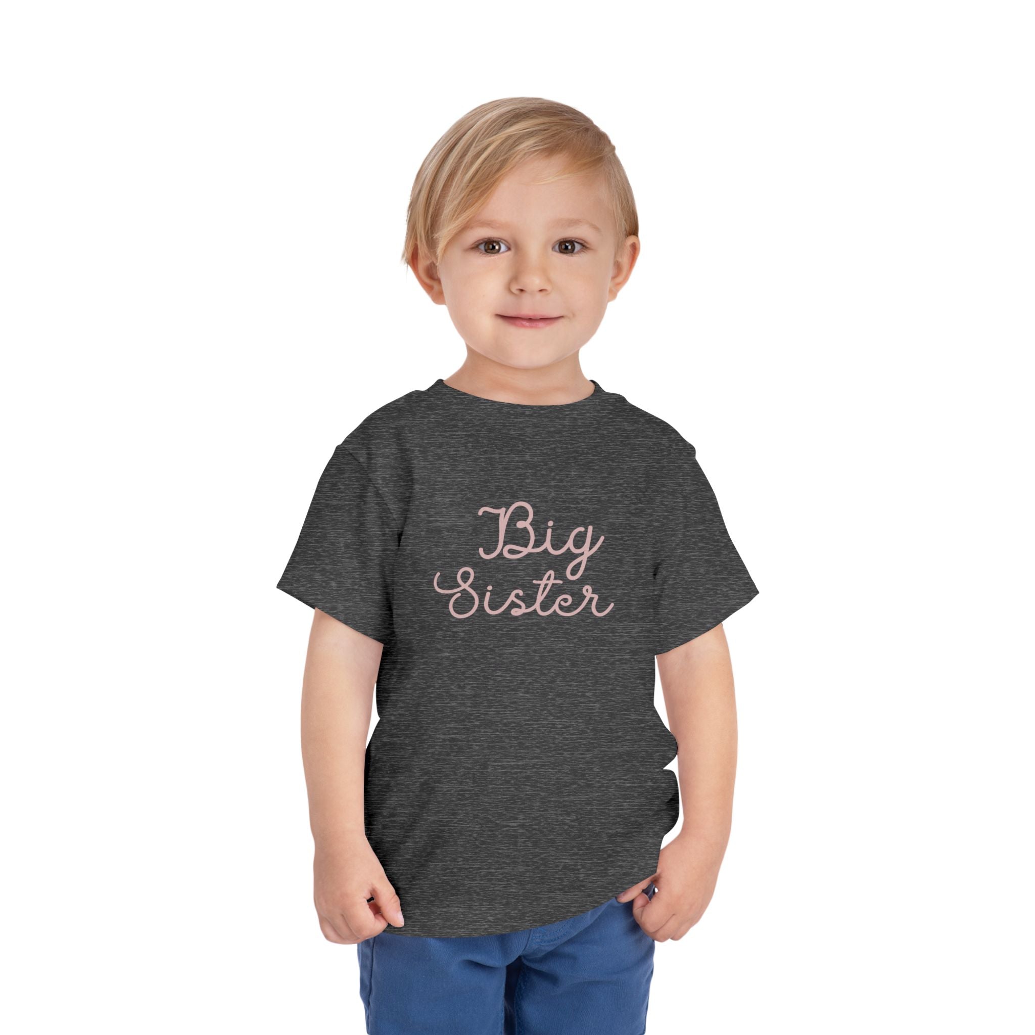 Pink Cursive - Big Sister Kids' T-Shirt -Gift for New Siblinngs - 3/4-7/8