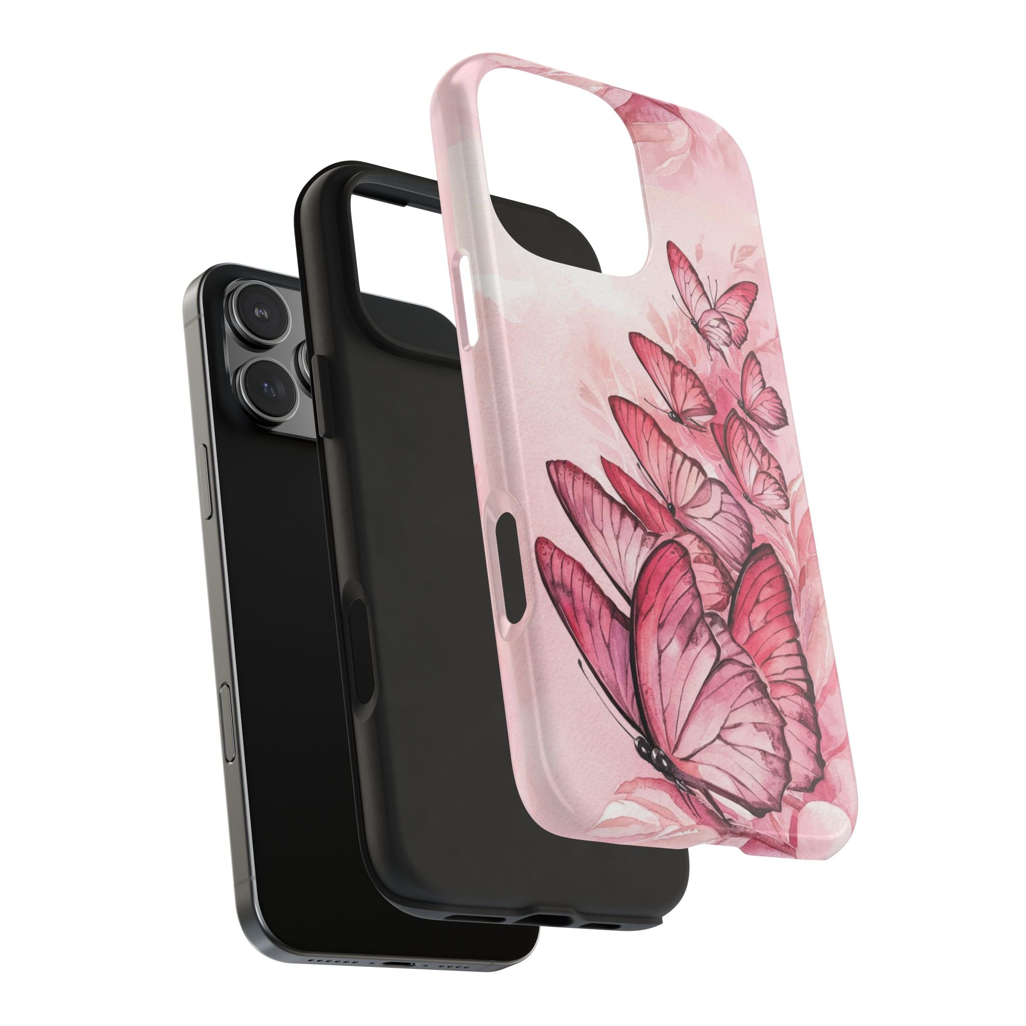Pink Butterflies - Tough Case for iPhone 14, 15, 16 - Spruced Roost