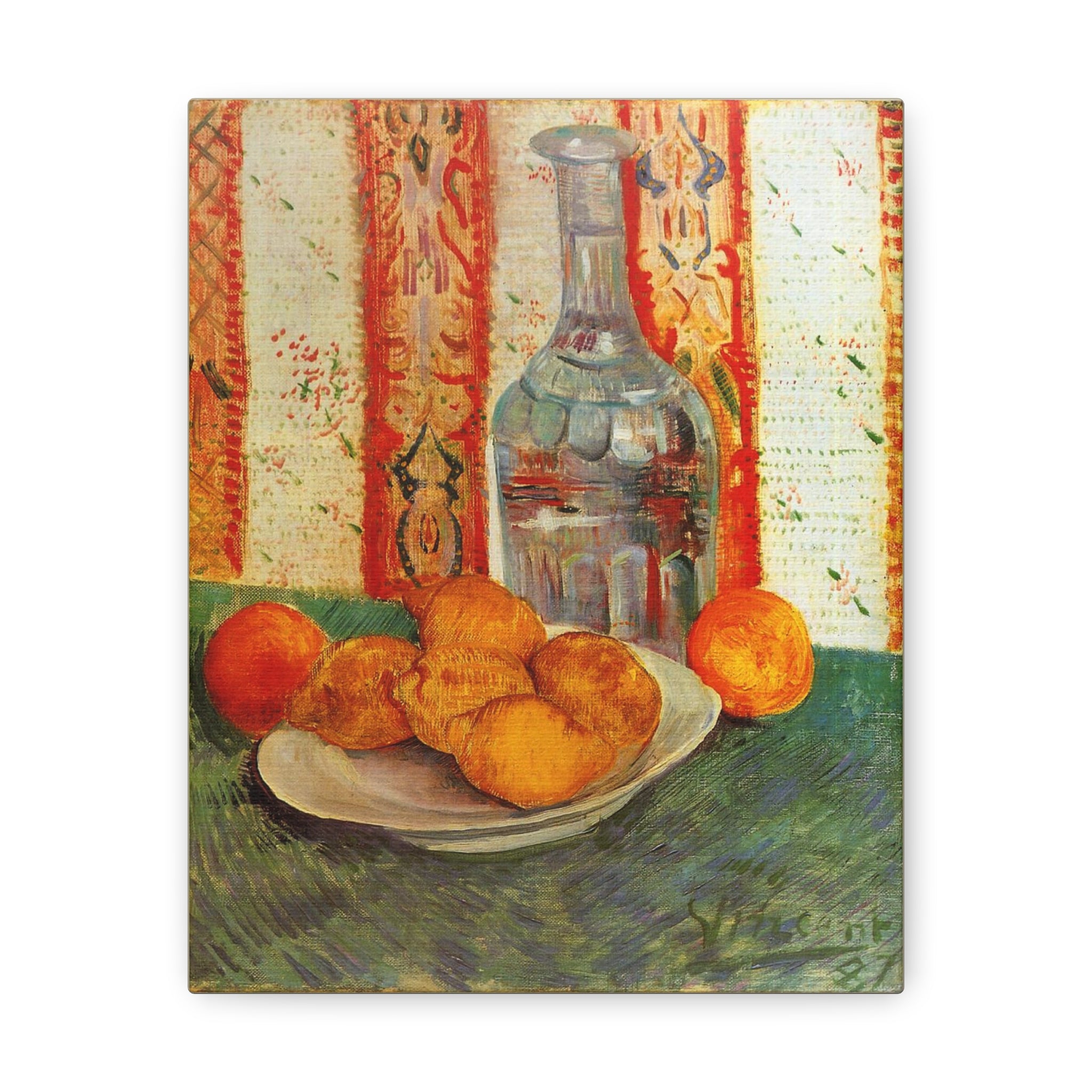 Still Life with Decanter and Lemons on a Plate - Vincent van Gogh - Canvas Gallery Wraps - Spruced Roost