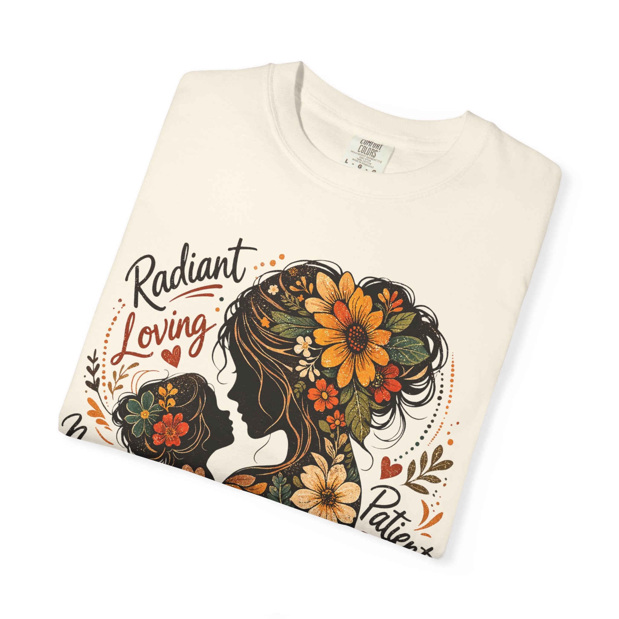 Mother Floral Silhouette T-Shirt — Radiant, Loving, Mom Mother's Day Gift