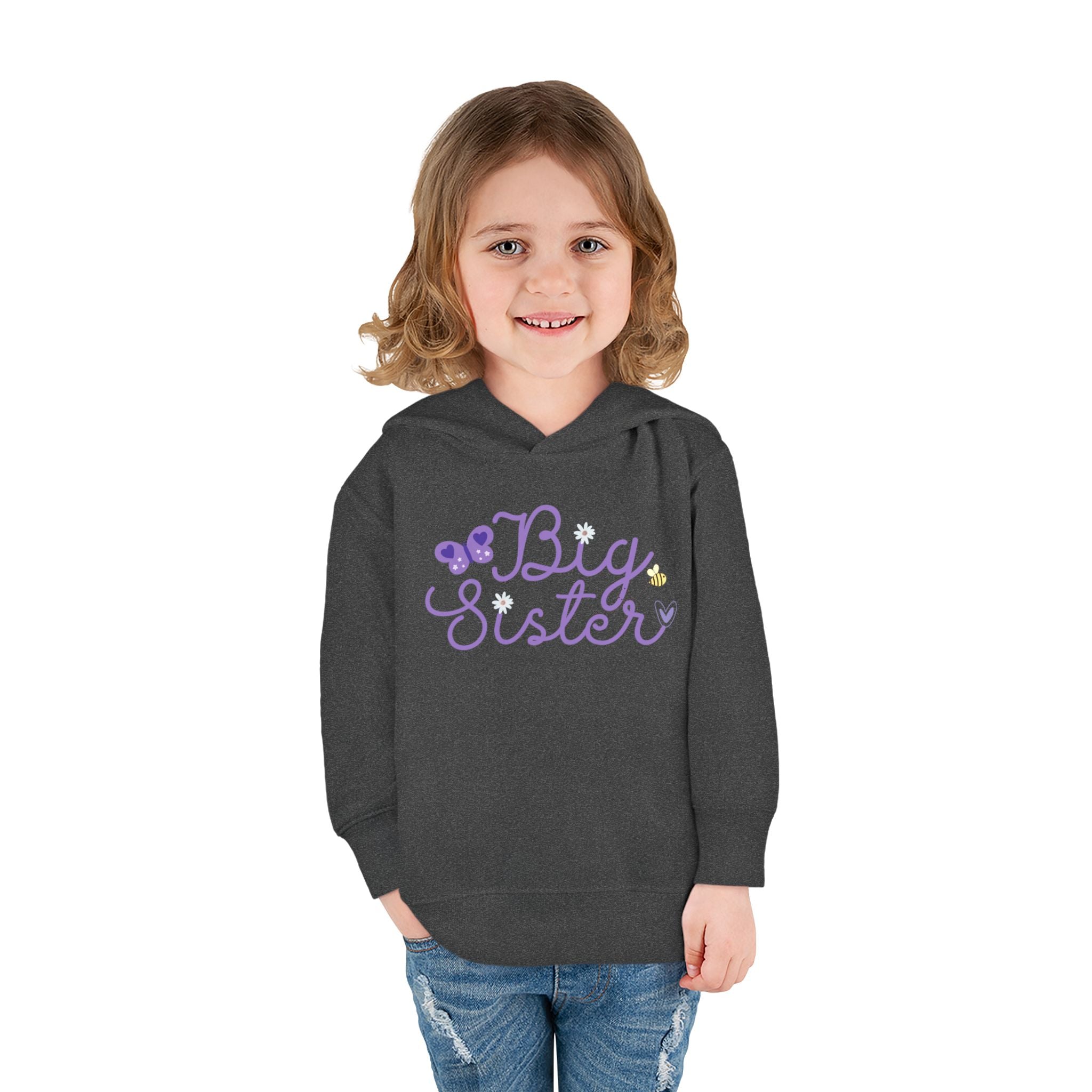 Butterfly Big Sister - Toddler Pullover Fleece Hoodie - 2T, 4T, 6T