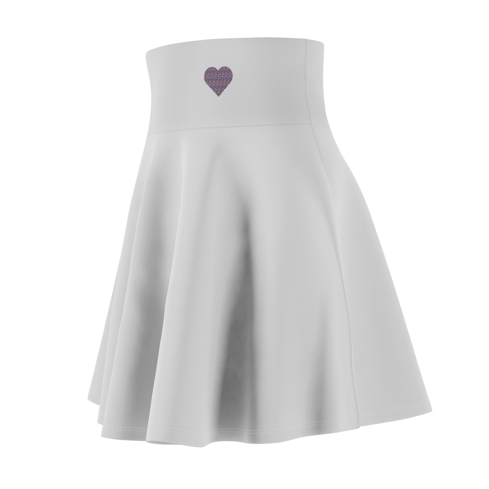 Up-Hearted Solid White Women's Skater Skirt (AOP)