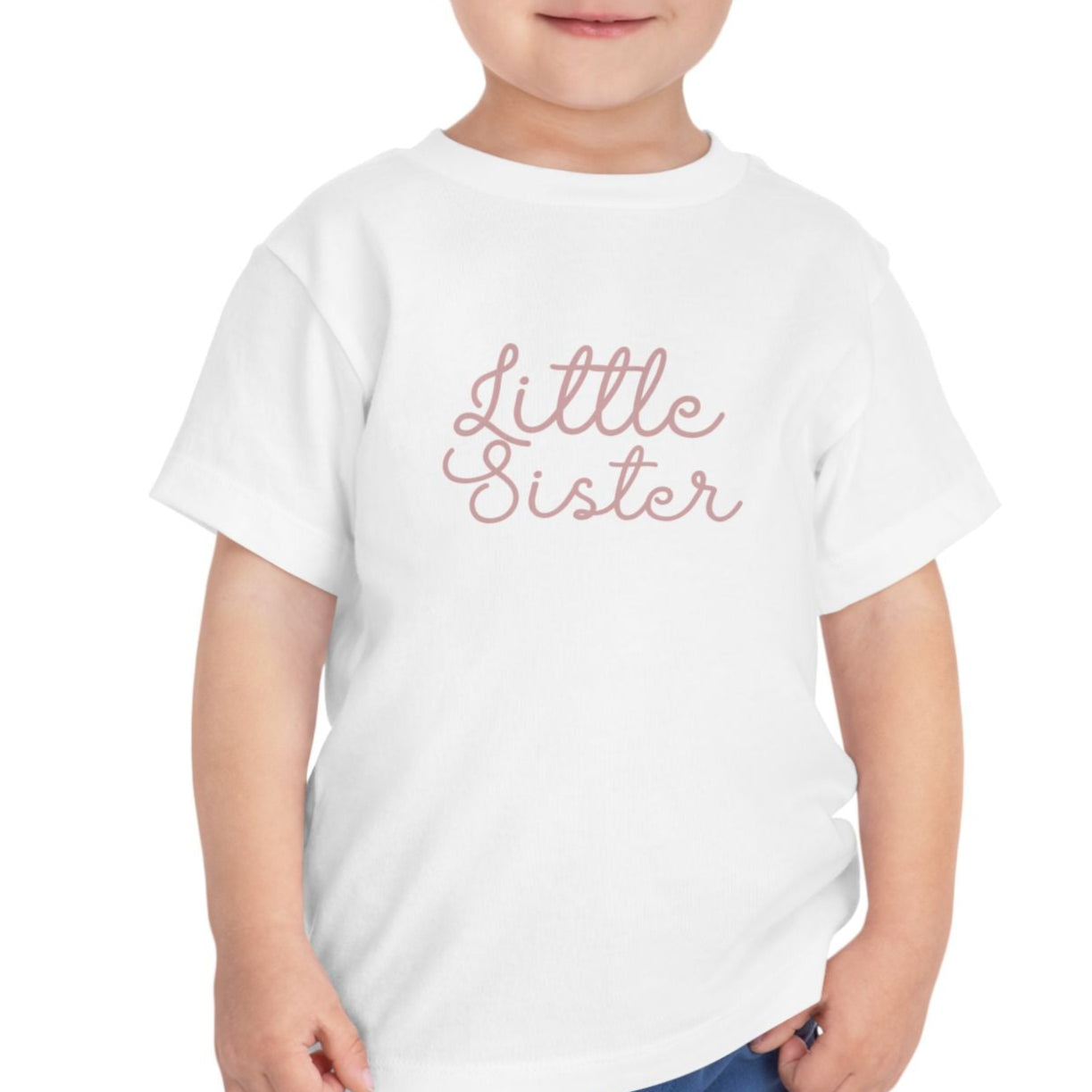 Pink Cursive - Little Sister Onesie - Long-Sleeve Organic Bodysuit