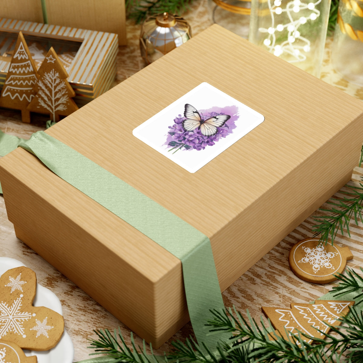 Lavender Butterfly Kiss-Cut Stickers