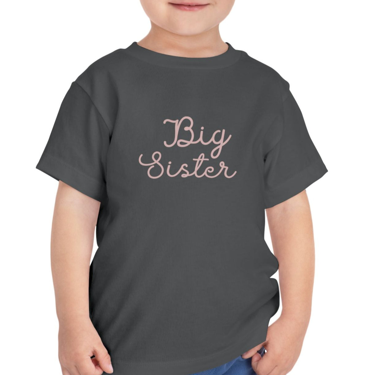 Pink Cursive - Big Sister Baby T-Shirt - Gift for New Siblings, Baby Showers