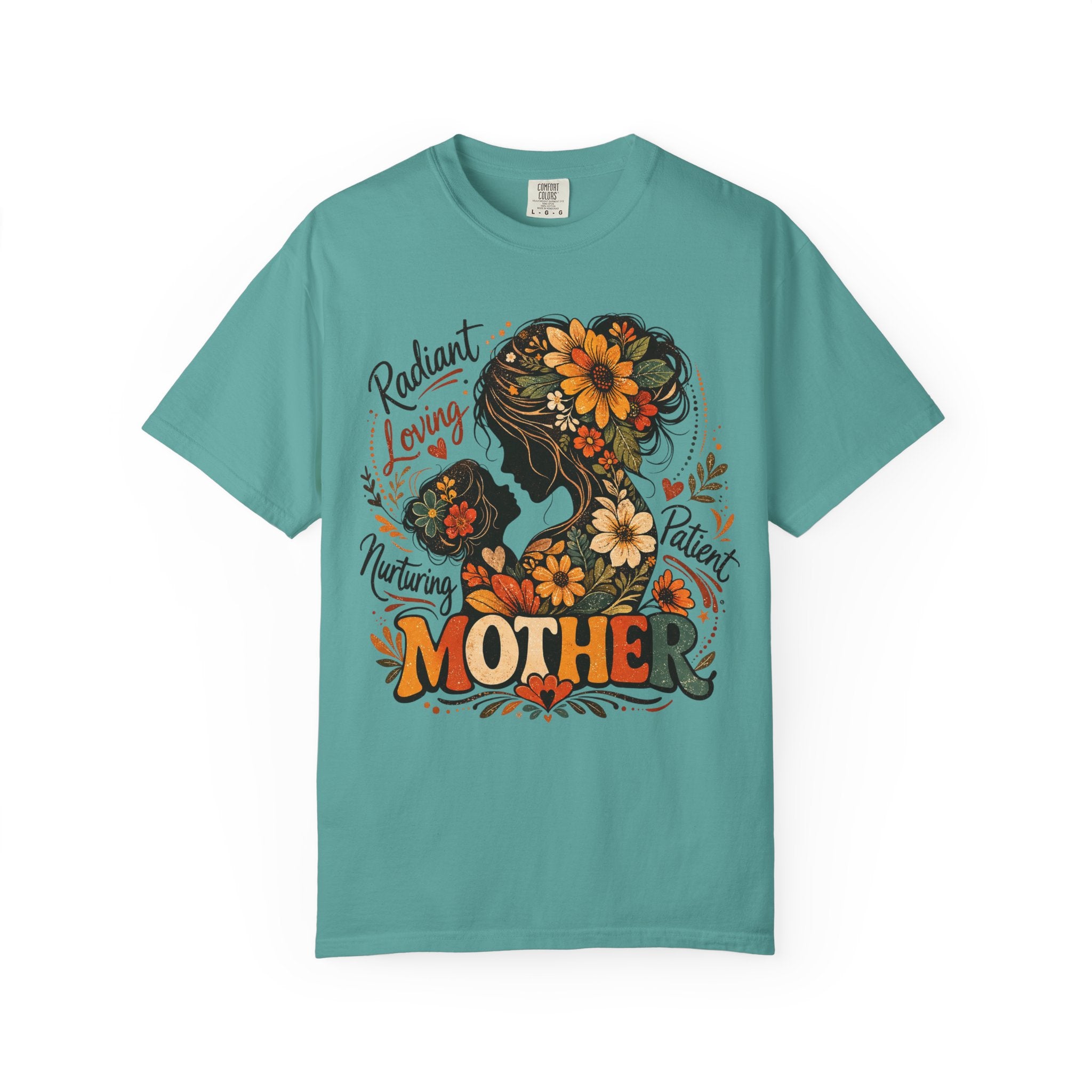 Mother Floral Silhouette T-Shirt — Radiant, Loving, Mom Mother's Day Gift