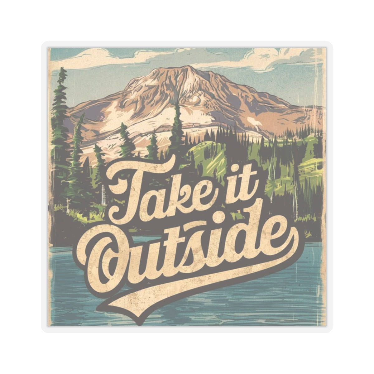 Take it Outside Mountain Lake - Kiss-Cut Stickers