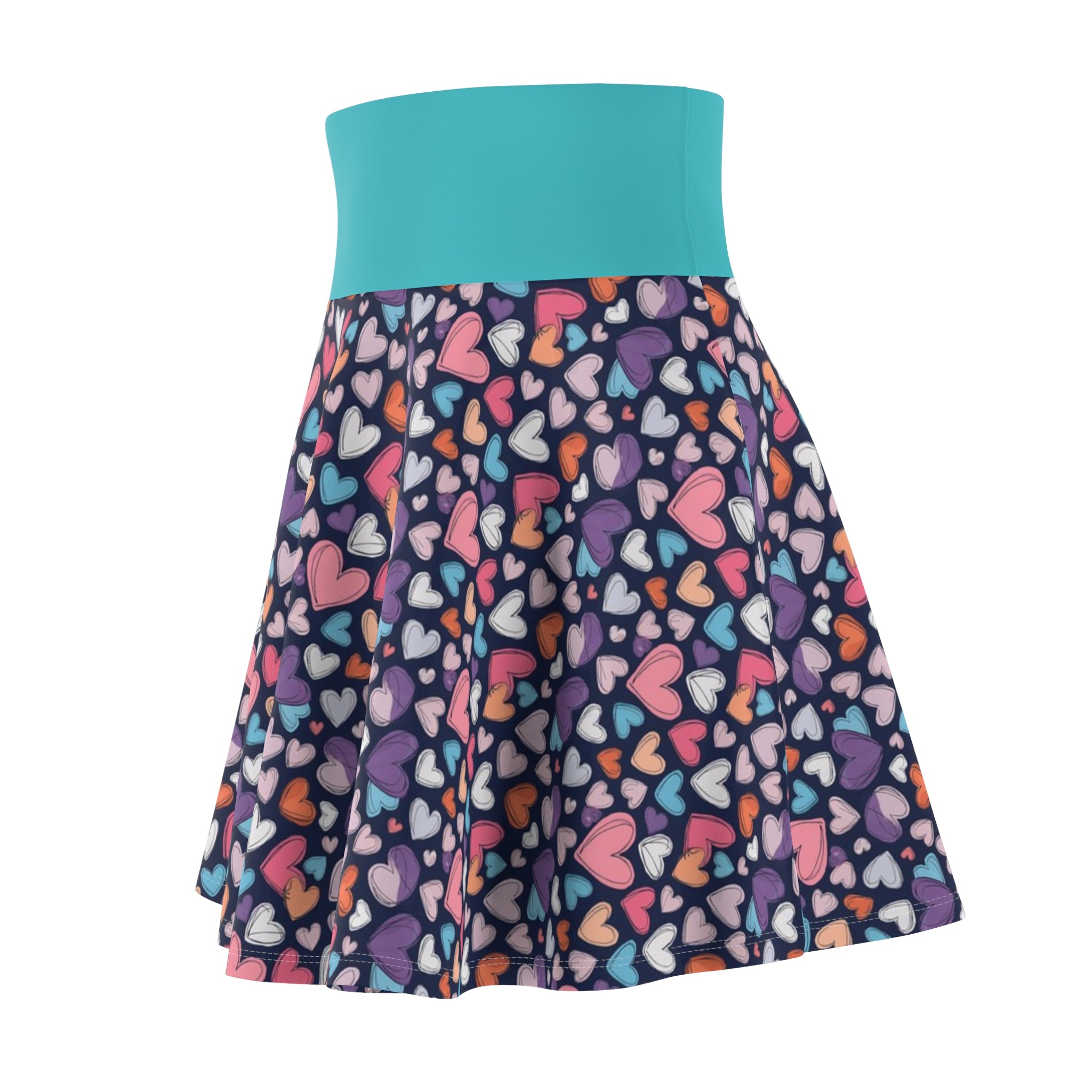 Up-Hearted Tahiti Blue Women's Skater Skirt (AOP)
