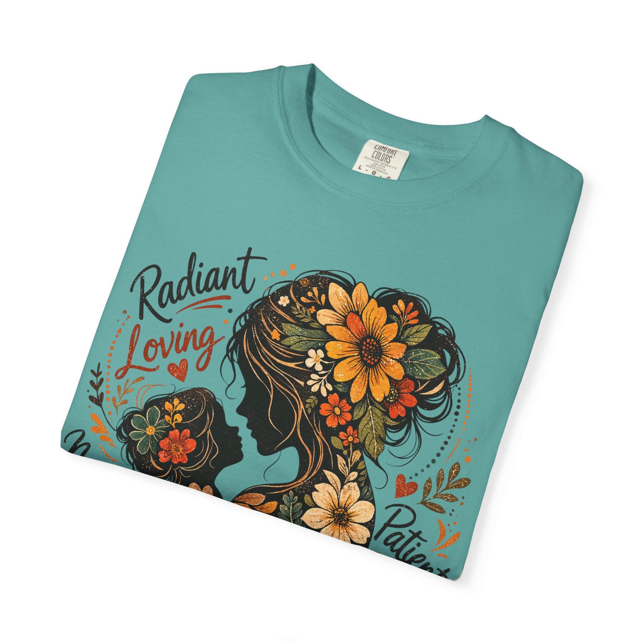 Mother Floral Silhouette T-Shirt — Radiant, Loving, Mom Mother's Day Gift
