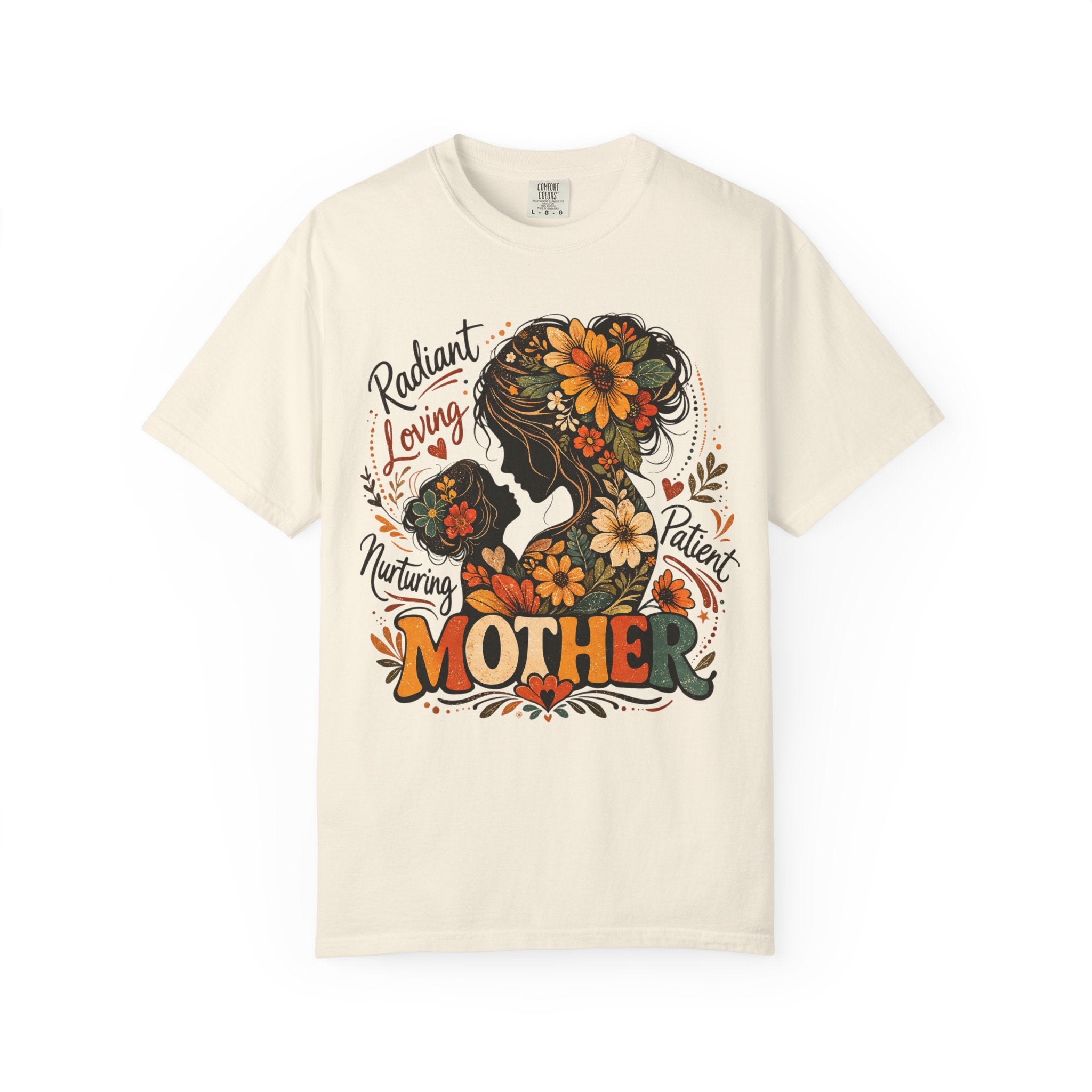 Mother Floral Silhouette T-Shirt — Radiant, Loving, Mom Mother's Day Gift