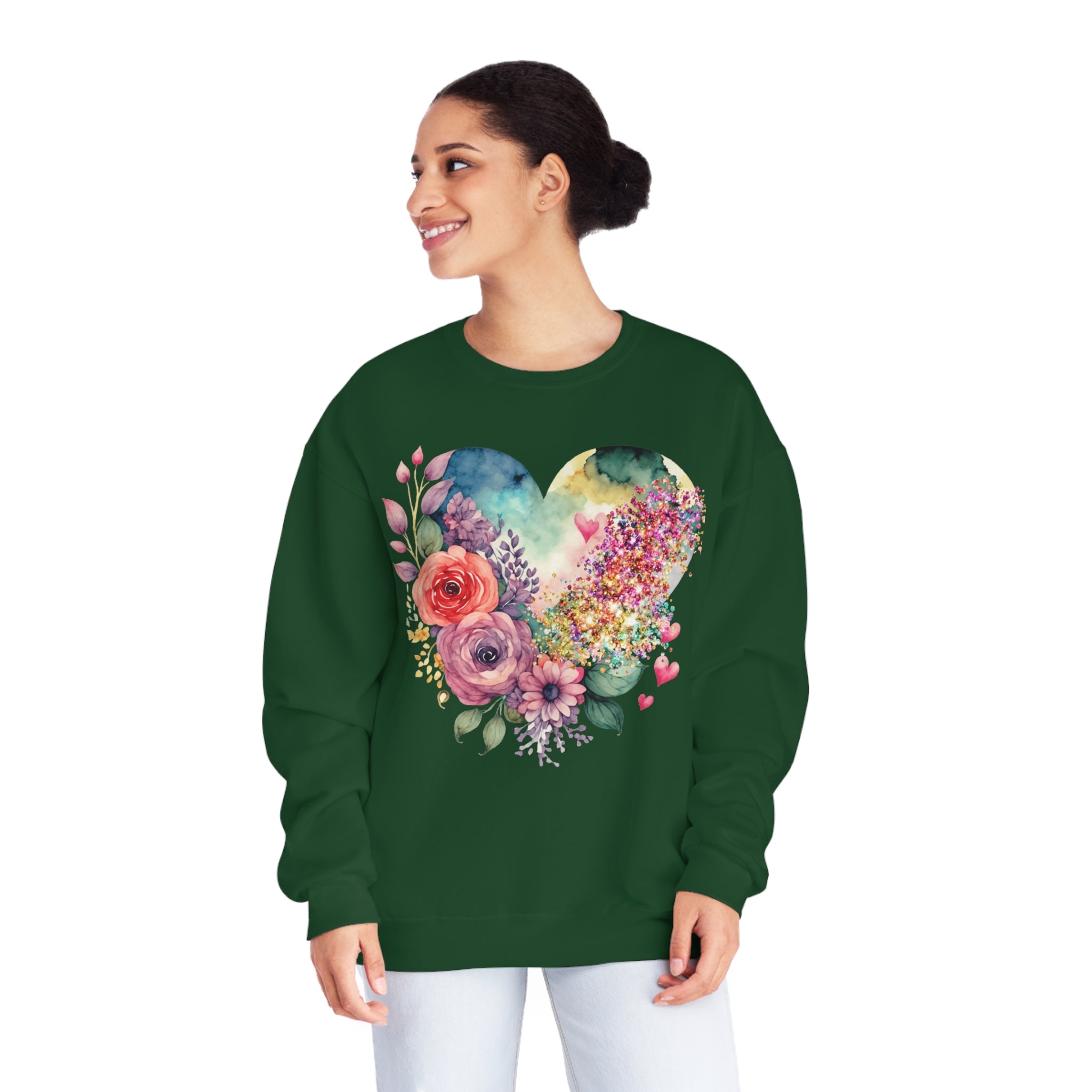 Floral Heart Unisex NuBlend® Crewneck Sweatshirt - Spruced Roost