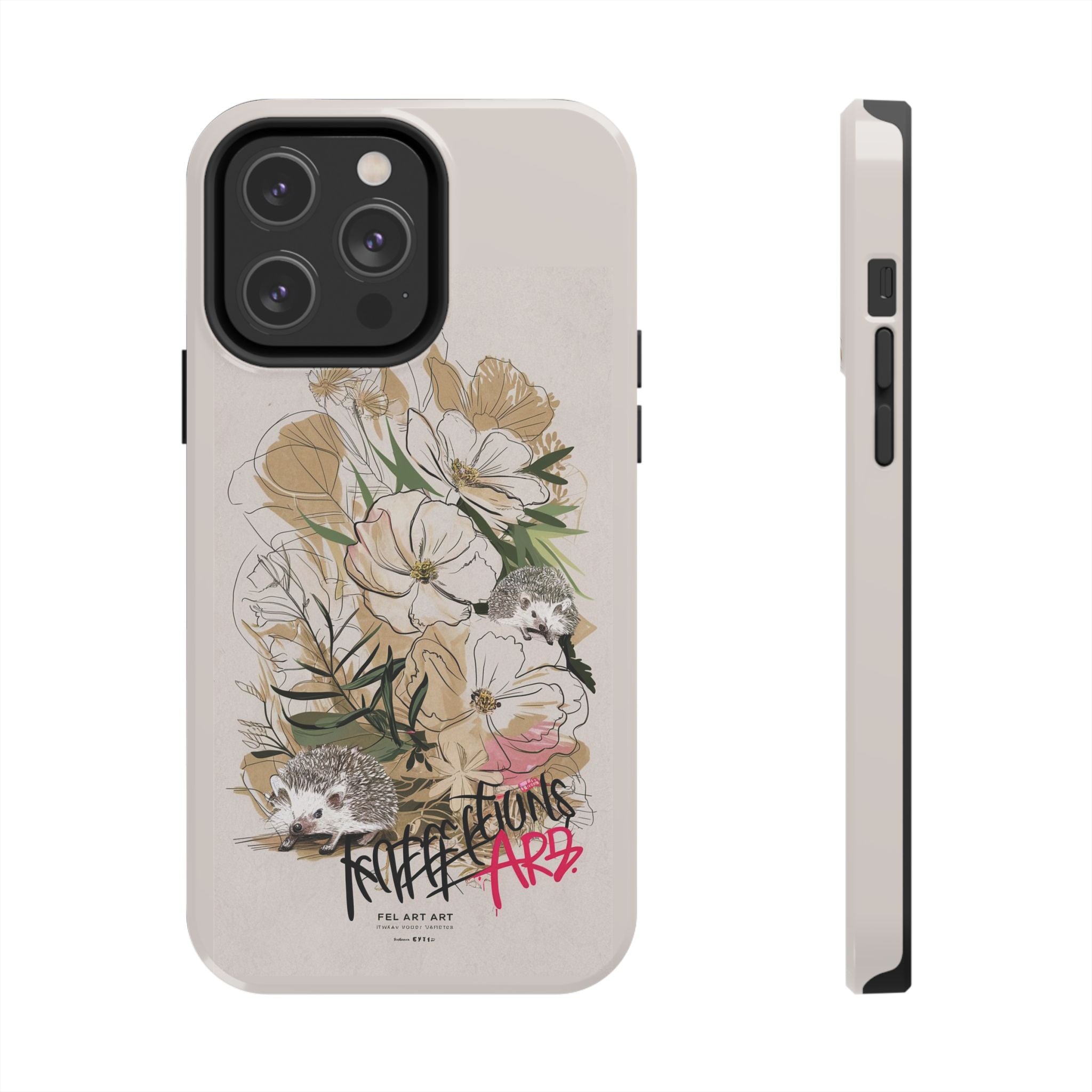 Hedgehog Garden Grafitti - Tough Case for iPhone 14, 15, 16 - Spruced Roost